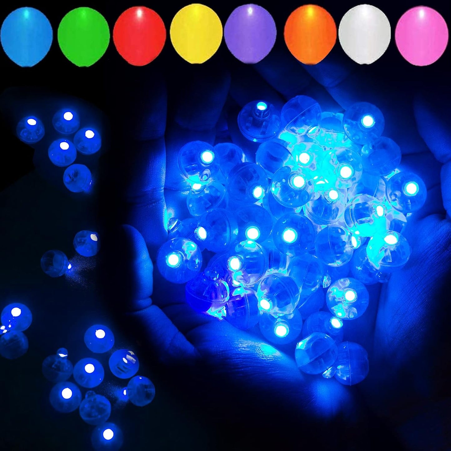 100pcs Blue LED Balloon Light, Round LED Ball Lamp Tiny Led Lighting Decoration for Indoor Outdoor Party Event Fun Wedding Festival Birthday Halloween Christmas Party Supplies