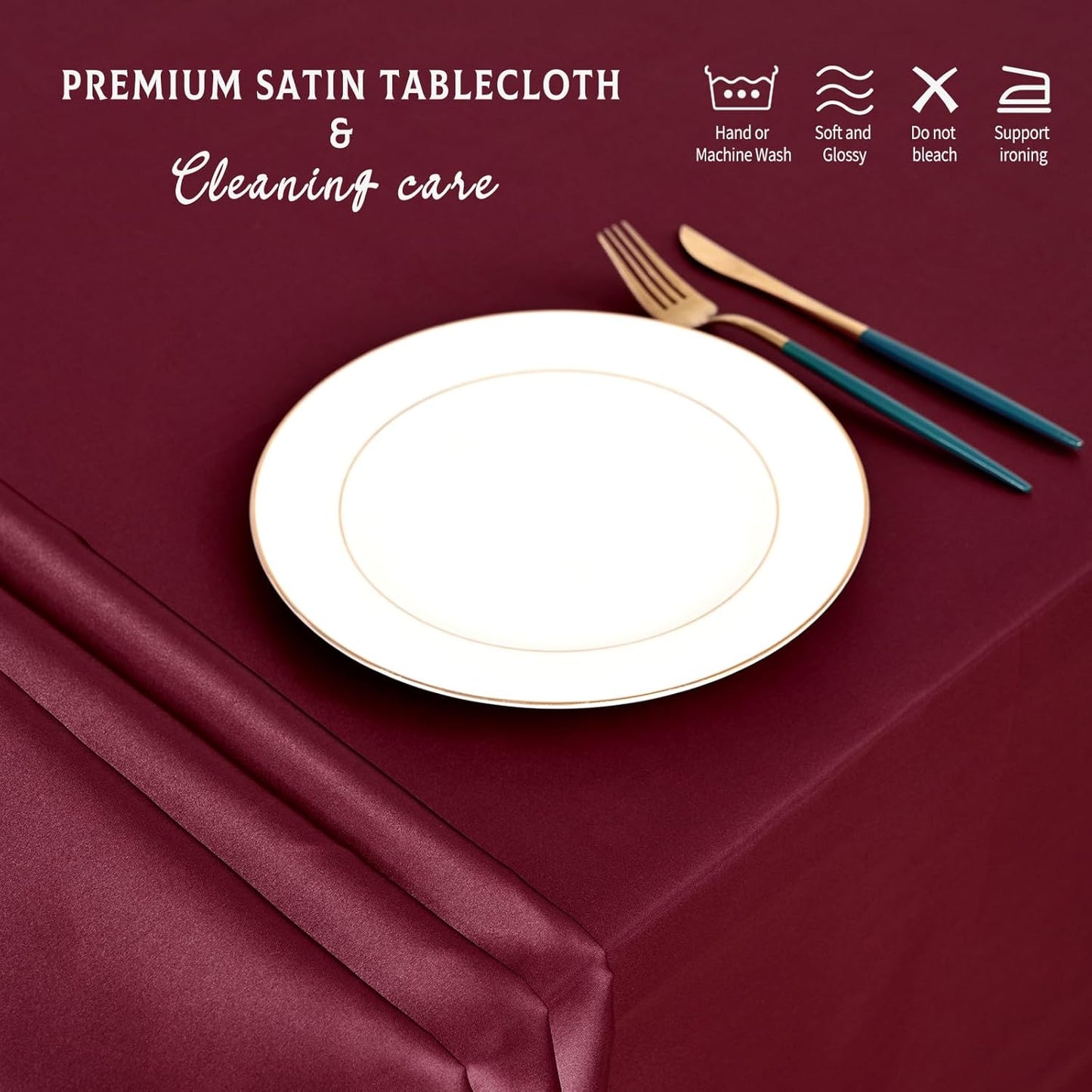 10 Packs Satin Tablecloth 57 x 108 Inch Burgundy Rectangular Table Cloth Silk Tablecloth Smooth Fabric Overlay Satin Table Cover Decoration for Wedding Party Banquet Events