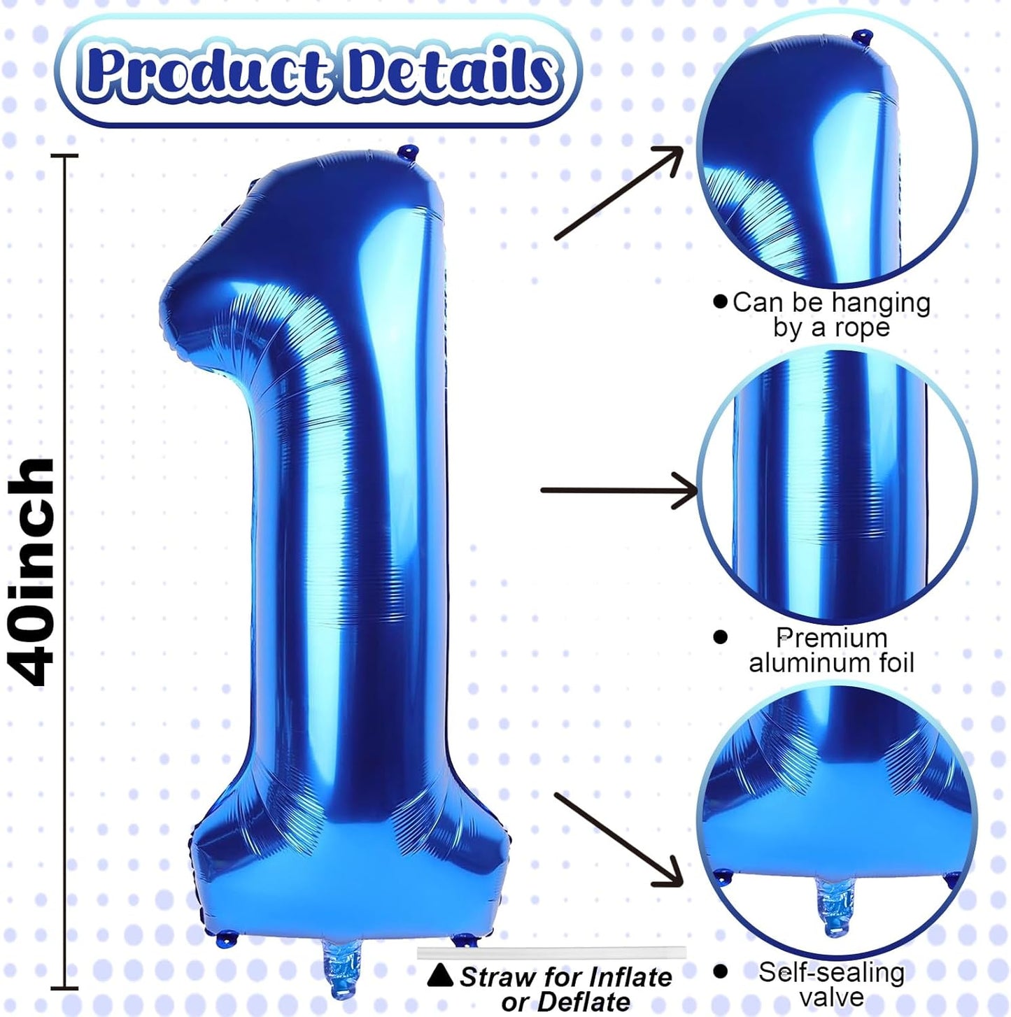 11 Balloon Number Birthday, Giant Navy Blue Number 1 & 1 Helium Foil Balloons for Boys 11th Birthday, Dark Royal Blue 40'' Self Inflating Mylar 11 Balloon for Men Anniversary Party Decoration Supplies