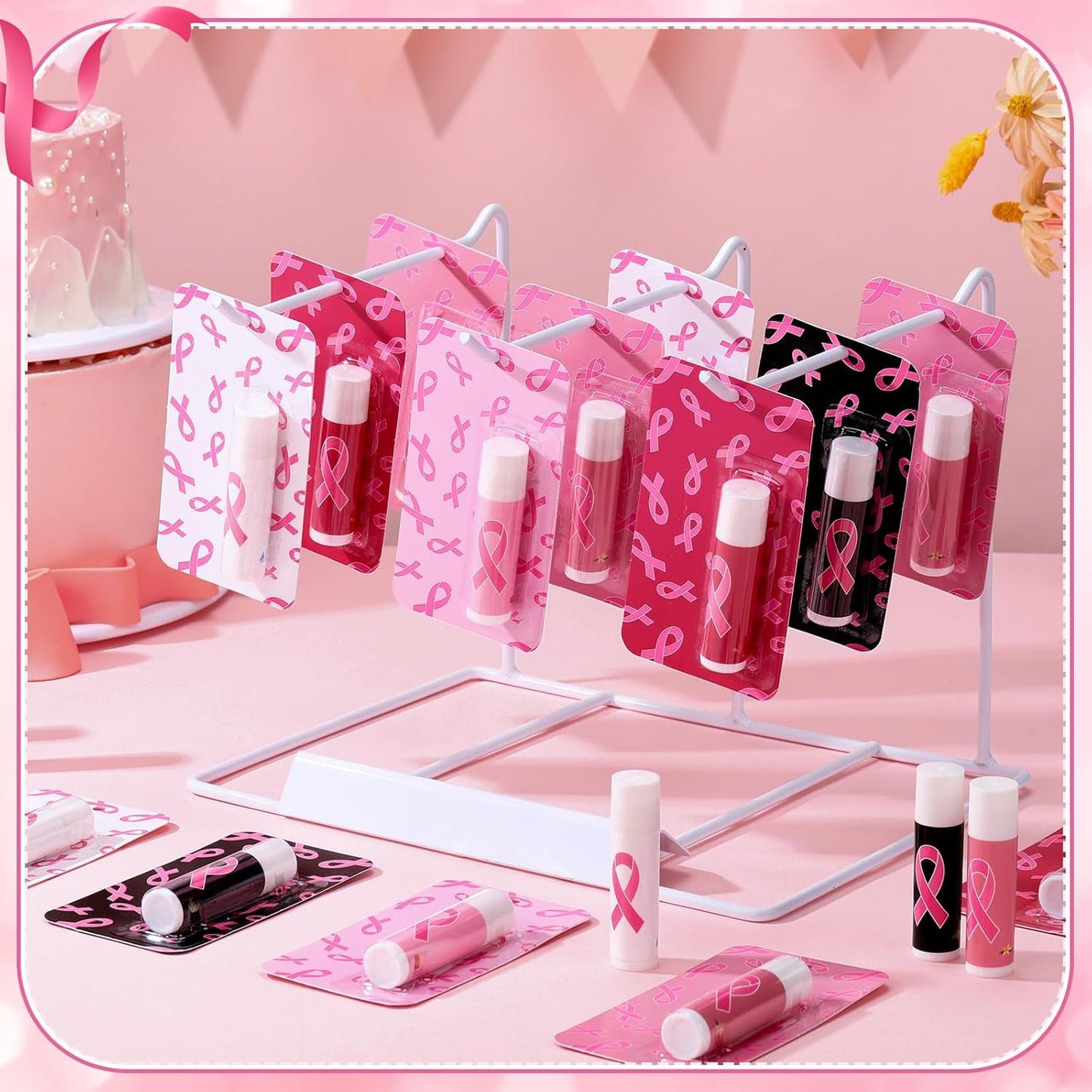 15 Pack Breast Cancer Awareness Lip Balms Gifts Bulk Pink Ribbon Lip Balms Accessories Favors Breast Cancer Awareness Month Items Support Stuff Party Decorations for Women Giveaway