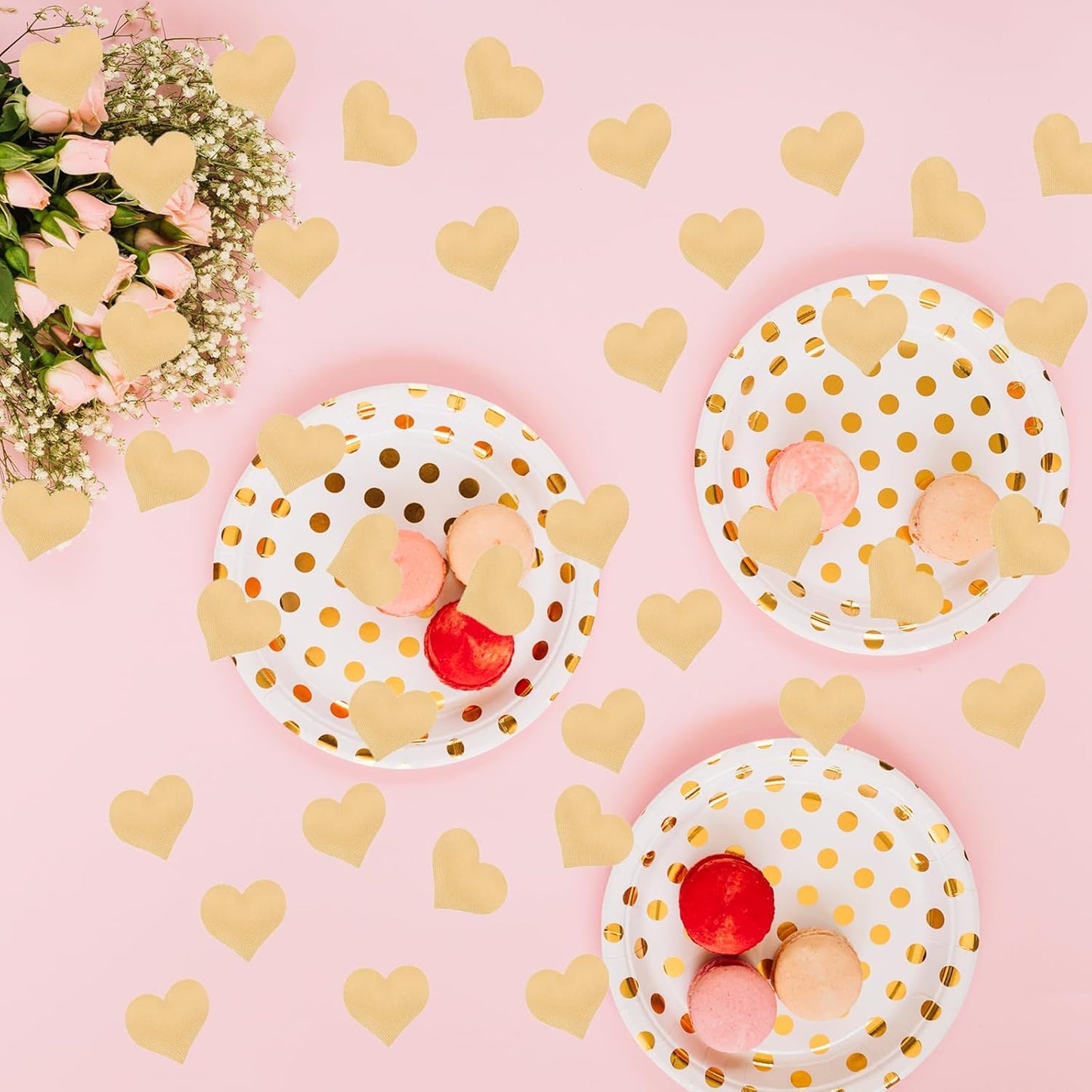 100pcs Champagne Heart Sponge Confetti Decor Heart Confetti Heart Shape Petals Scatter Confetti Table Wedding Decor Valentine’s Day Confetti for Wedding Valentine's Day Party Supplies