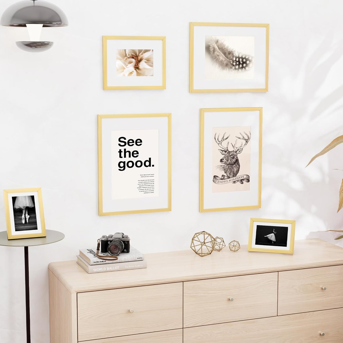 12x16 inch Picture Frame, 12x16 Photo Frames with 8.5x11 Removable Mat - High Definition Plexiglass - Vertical and Horizontal Display - Wall Hanging Frame - Gold, 3 Pack