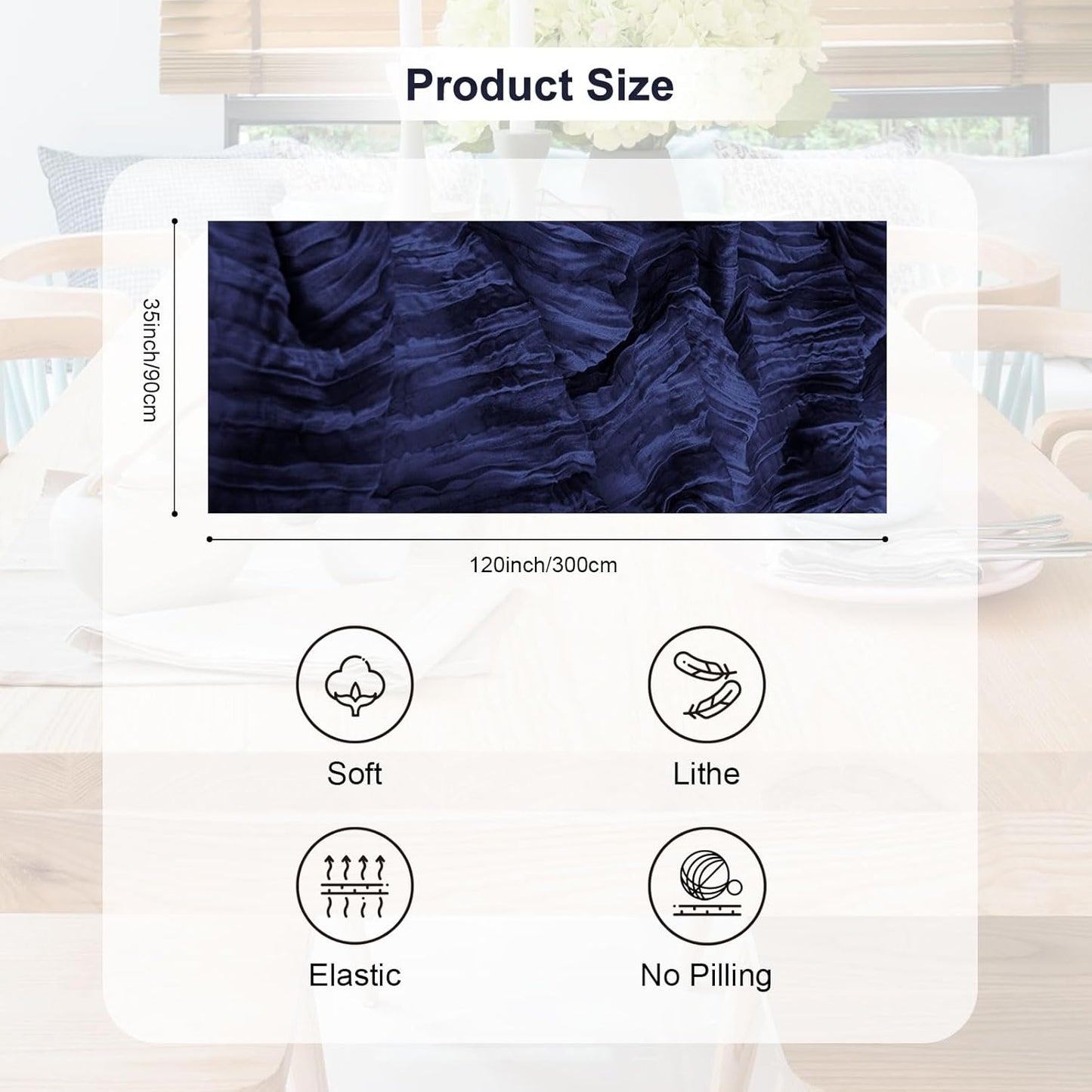 10 Pack Navy Blue Cheesecloth Table Runner 35x120 Inch 10Ft Rustic Gauze Cheese Cloth Table Runner Sheer Cheesecloth Table Runners for Wedding Party Bridal Shower Decoration