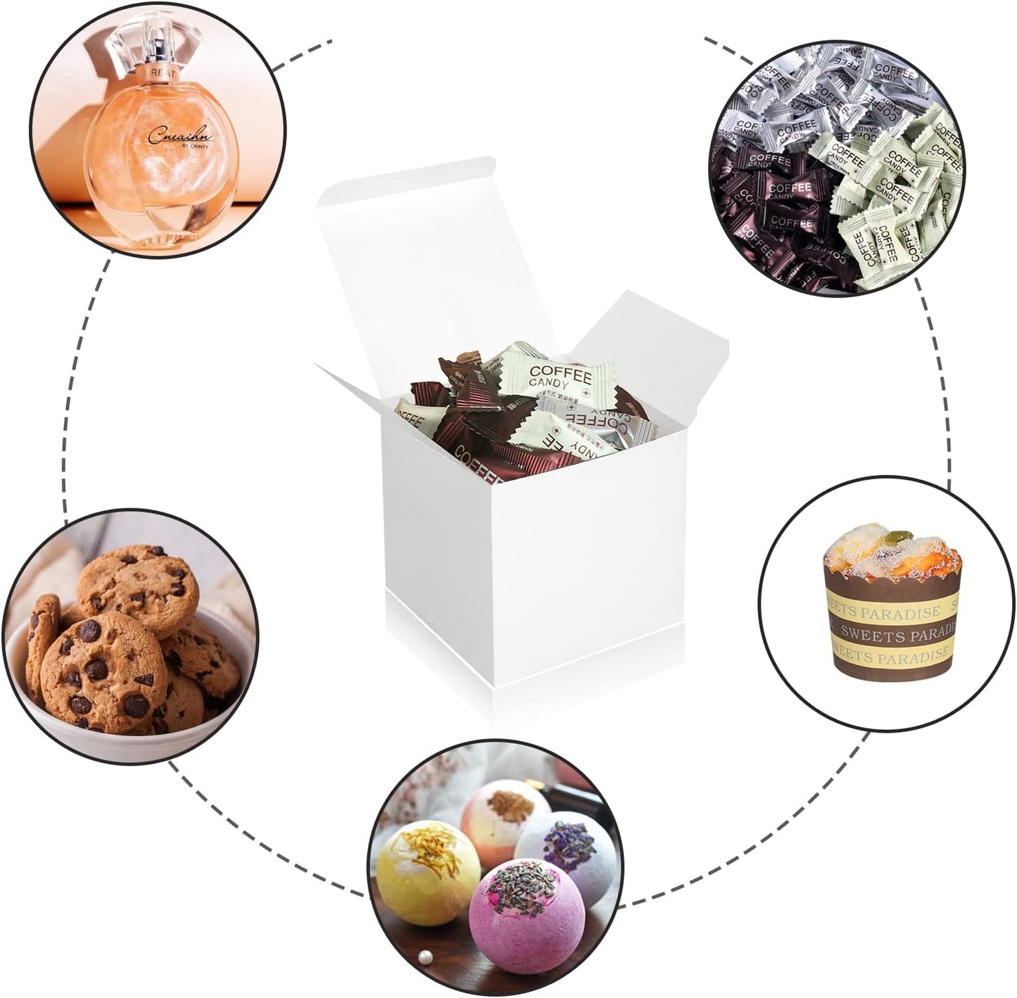 100 Pack Small Gift Boxes, 3x3x3 Inches Favor Boxes White Paper Gift Boxes with Lids for Presents, Crafting, Cupcake Boxes, Gifts, Candy Boxes for Wedding Party Bridal Shower Baby Shower Favors