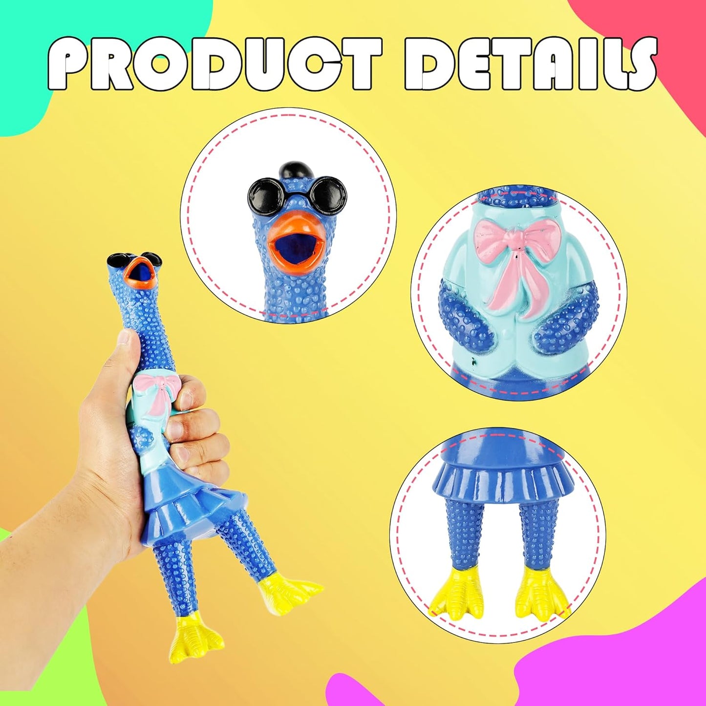 10 Pcs 9 Inch 12 Inch Rubber Chicken Dog Toy Squeaky Screaming Chicken Dog Rubber Squeeze Squeaky Prank Noise Maker Chew Toy for Pets, 2 Sizes