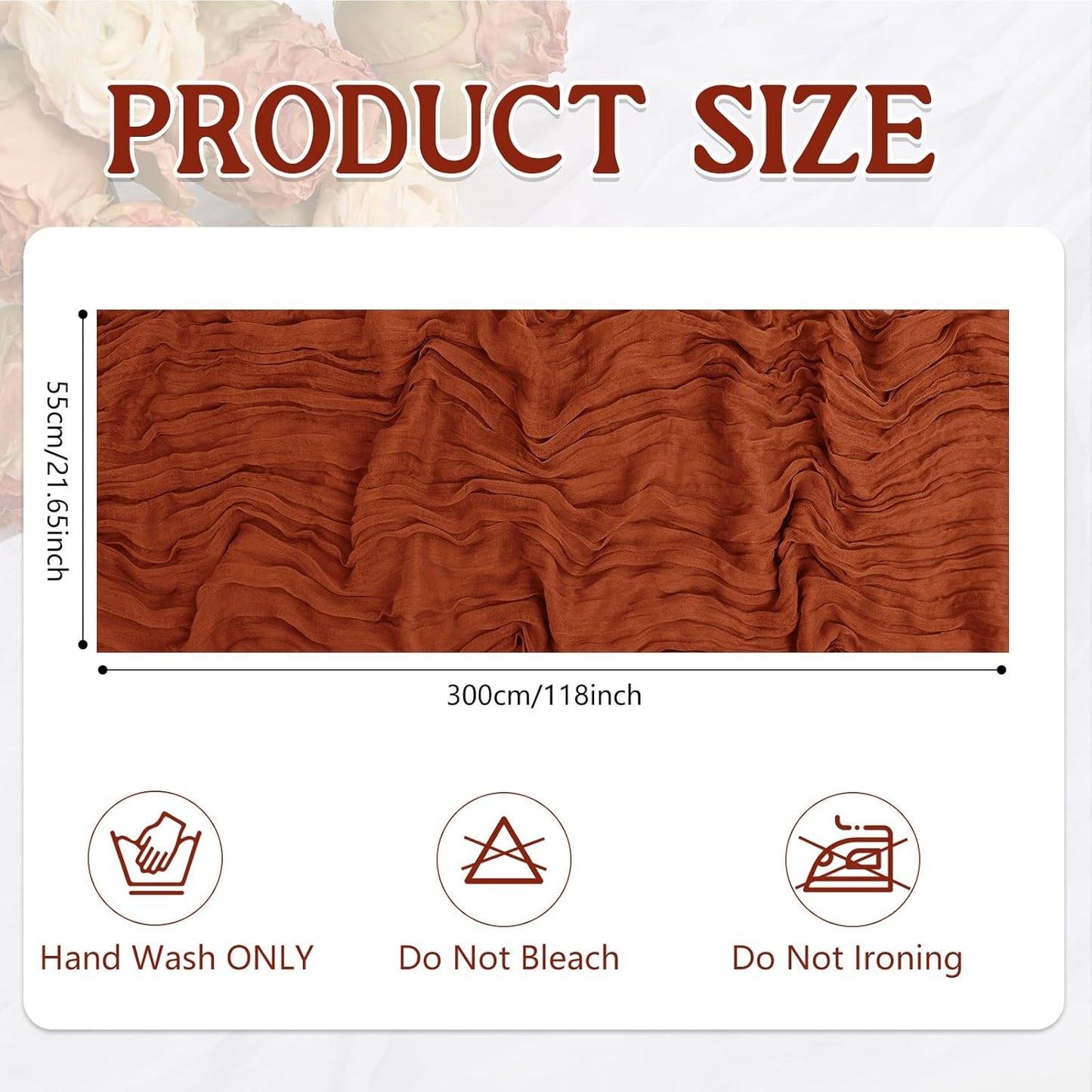 12 Pack Terracotta Cheesecloth Table Runner 20 x 120 inch Gauze 10FT Semi Sheer Boho Fabric Cheese Cloth Table Runner for Wedding Party Birthday Baby Bridal Shower