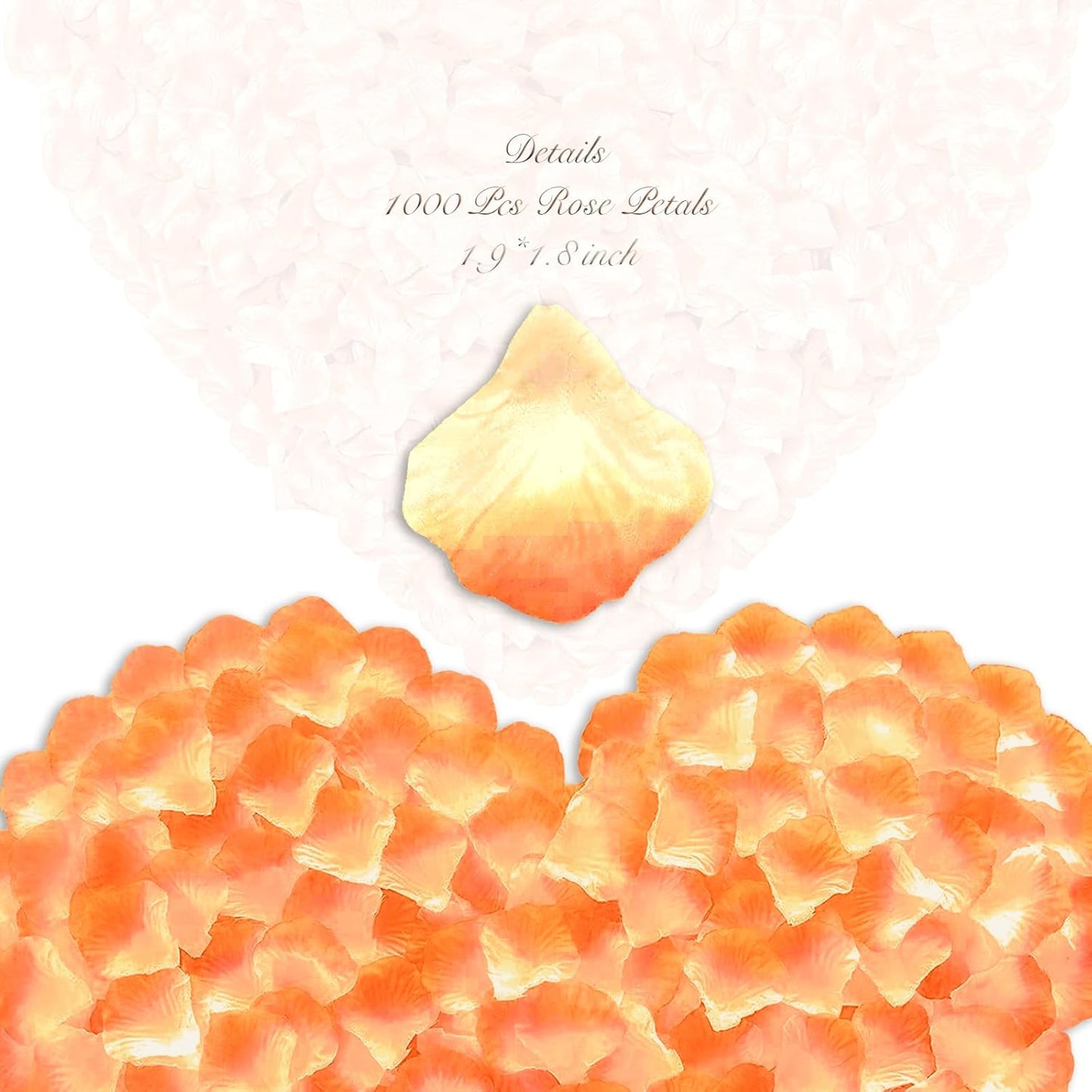 1000 Pieces Artificial Silk Rose Petals Flower Decoration Wedding Party (Yellow Gradient)