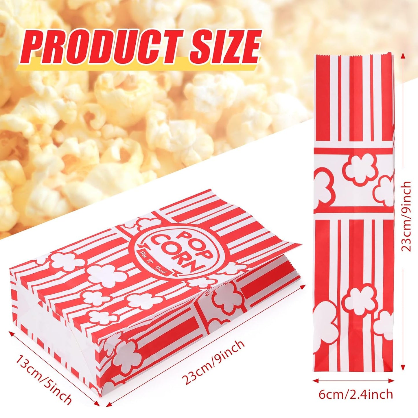 1200 Pcs Paper Popcorn Bags Bulk 2 oz Large Flat Bottom Boxes Red and White Disposable Container Sleeve Movie Night Popcorn Bucket for Retro Movie Themed Party Carnival Supplies (Red and White)