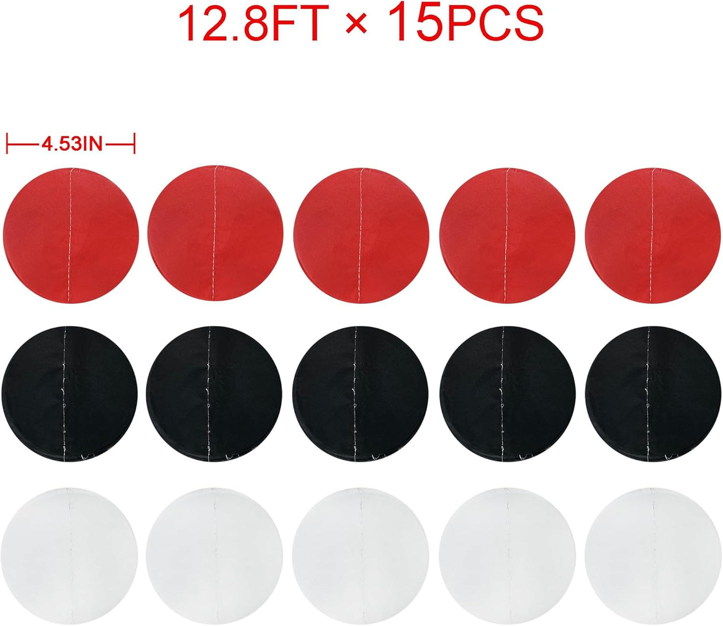 192Ft Red Black White Party Decorations Big Circle Dots Backdrop Streamer Garland for Graduation Birthday Bachelorette Engagement Baby Shower Wedding Las Vegas Casino Poker Pirate Party Supplies