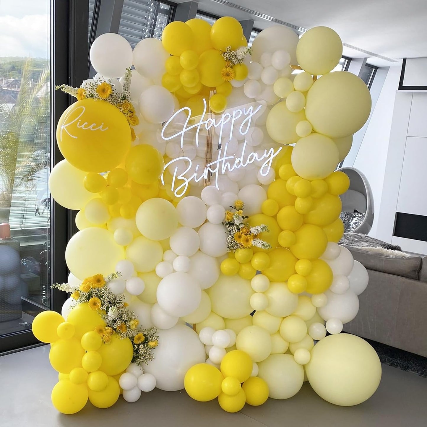 110pcs Yellow Balloons 12 Inch Latex Balloon Arch Kit for Birthday Baby Shower Anniversary Graduation Wedding Party Decorations