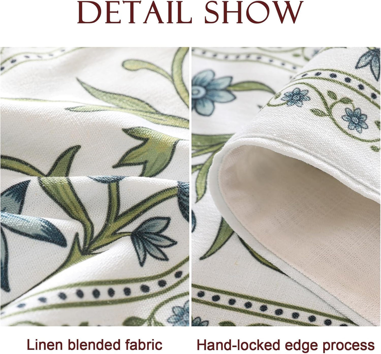 ISAENNE Designer Elegant Linen Table Runner 87 Inches Long,Vintage Blue Floral Pattern Decor Table Runners for Dining Tables,Kitchen Tables,Thanksgiving,Christmas,Banquet,12"*87"-Mosella E