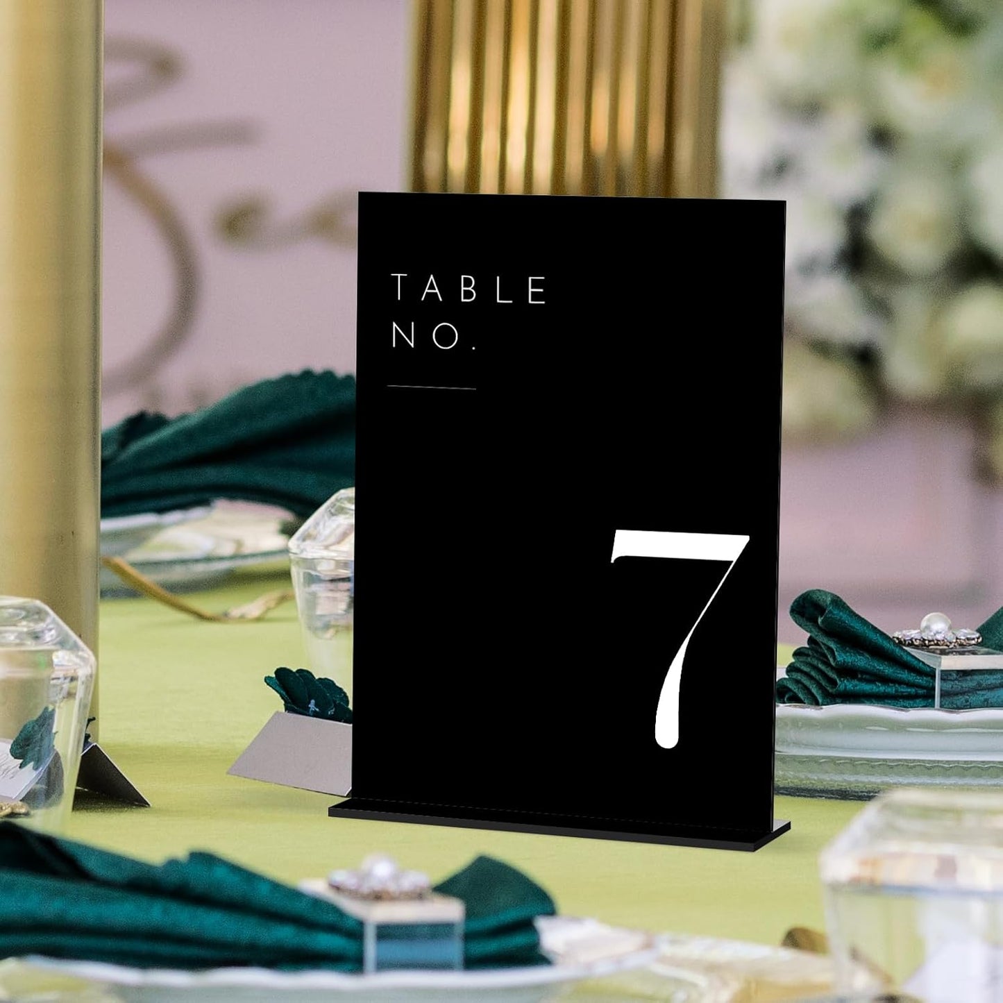 JINMURY Wedding Black Table Numbers 1-15 with Stands, 5"x7" Black Acrylic Table Numbers with White Font for Wedding Party Reception (1-15, 5"x7")