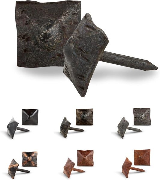 10 Pack 0.75" Square Head Iron Clavos Decorative Nails – Unfinished – Handmade Rustic Square Fasteners for Farmhouse Shutters, Faux Wood, Barn Doors, Shutters, and Gates – Ornamental Wood Accent