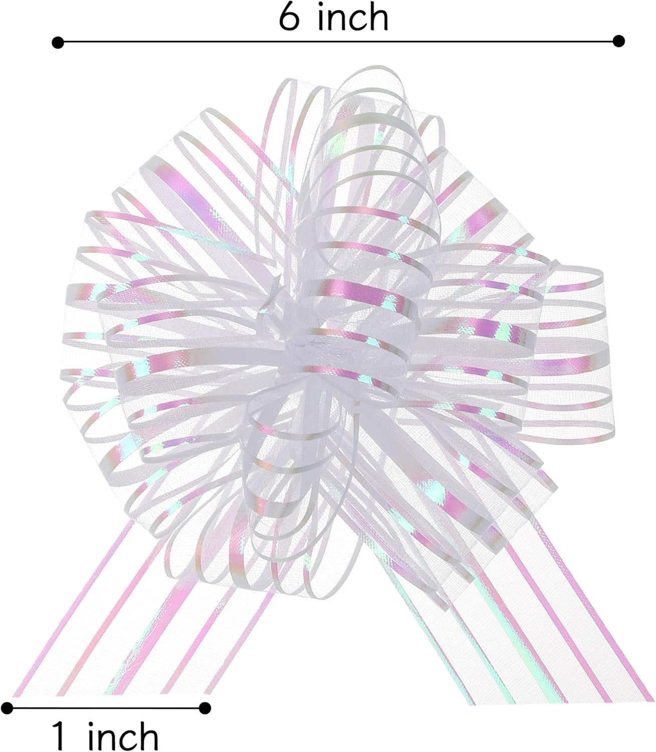 12 Pieces Large Organza Pull Bows,6 Inches Pull Bows for Gift Wrapping,Basket and Wedding Decoration,Holiday and Birthday Presents Wrapping Bows,Christmas Bows for Gift Wrapping