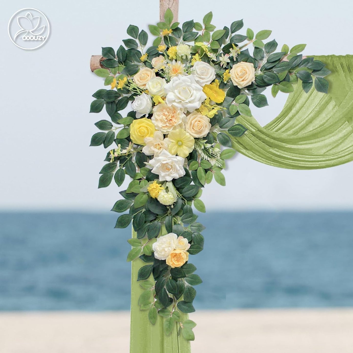 Wedding Arch Flowers Kit,Artificial Flower Arch Decor,2pcs Artificial Flower Arrangement for Wedding Decor Reception Backdrop Floral Decorations (Yellow)