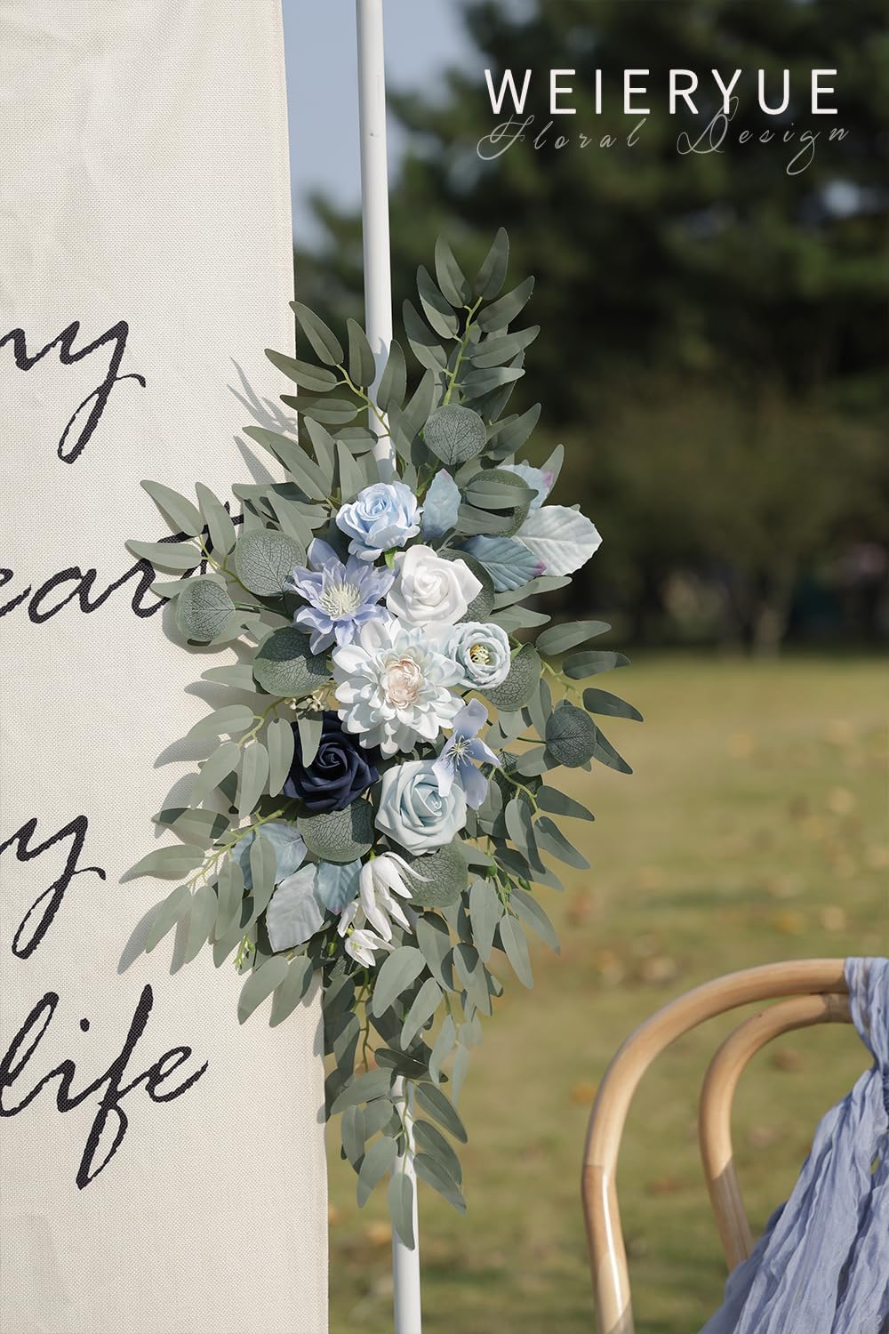 Artificial Wedding Arch Flowers Kit(Pack of 2) for Wedding Arch, Bridal Shower, Ceremony and Reception Backdrop Decoration (Blue Inspiration)