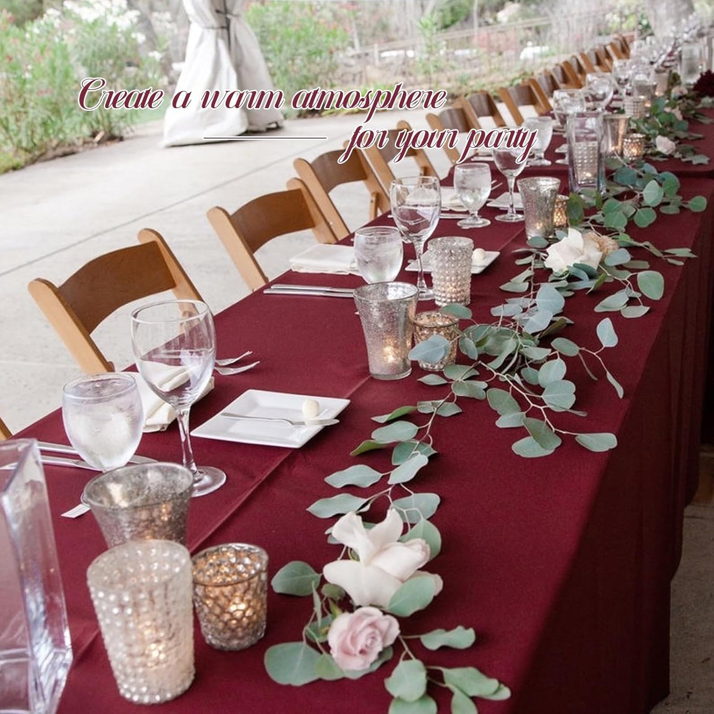 12 Pack Burgundy Tablecloths for Rectangle Tables 60 x 102 Inch Polyester Tablecloth 6 Foot Rectangle Table Cloth Wrinkle Resistant Washable Fabric Table Cover for Party Wedding Banquet Events