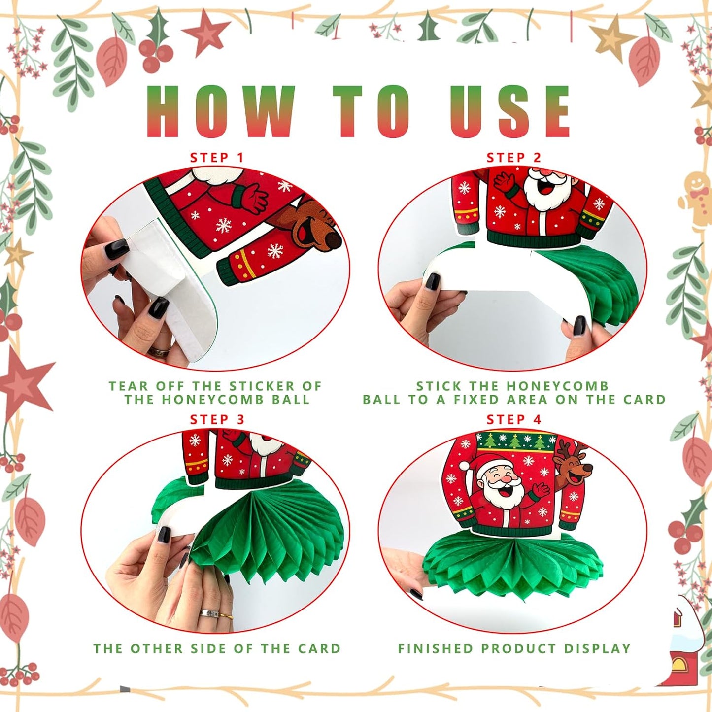 12Pcs Christmas Ugly Sweater Party Decorations Ugly Sweaters Honeycomb Centerpieces Xmas Table Topper Christmas Table Centerpieces for Merry Christmas Winter Holidays Party Supplies