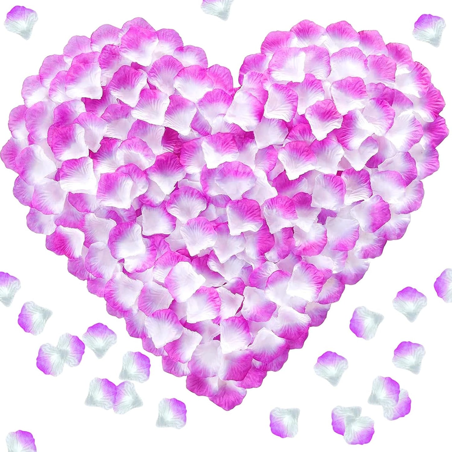 1000Pieces Rose Petals, Artificial Flower Petals Fake Rose Petals for Romantic Night,Wedding,Proposal Anniversary Flower Decorations (Purple Plus White)