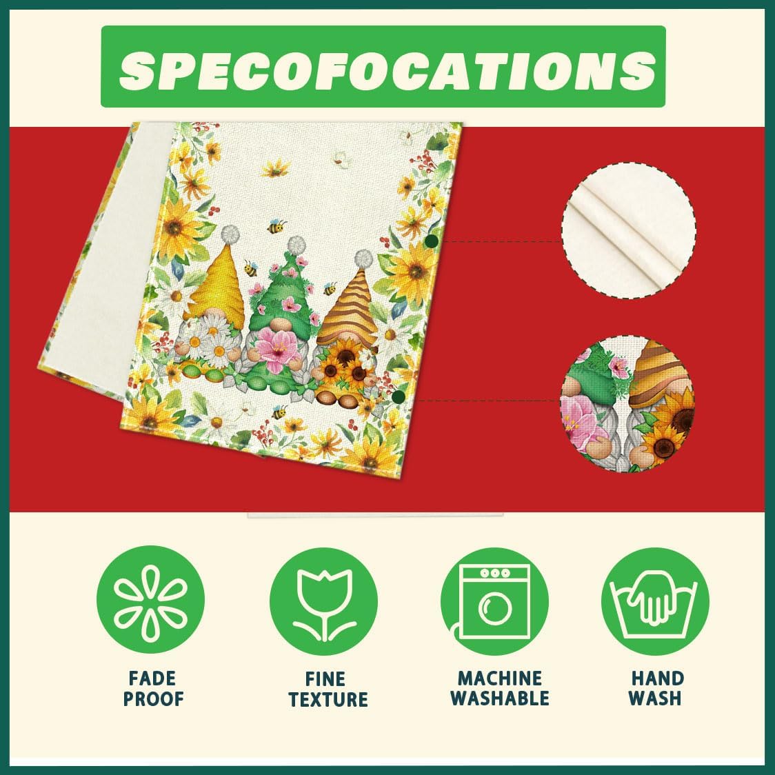 XCHI Yellow White Daisies Flowers Gnomes Spring Table Runner Burlap Table Decoration for Summer Seasonal Home Kitchen Dining Dinner Indoor Holiday Farmhouse Decor 13x48 Inch