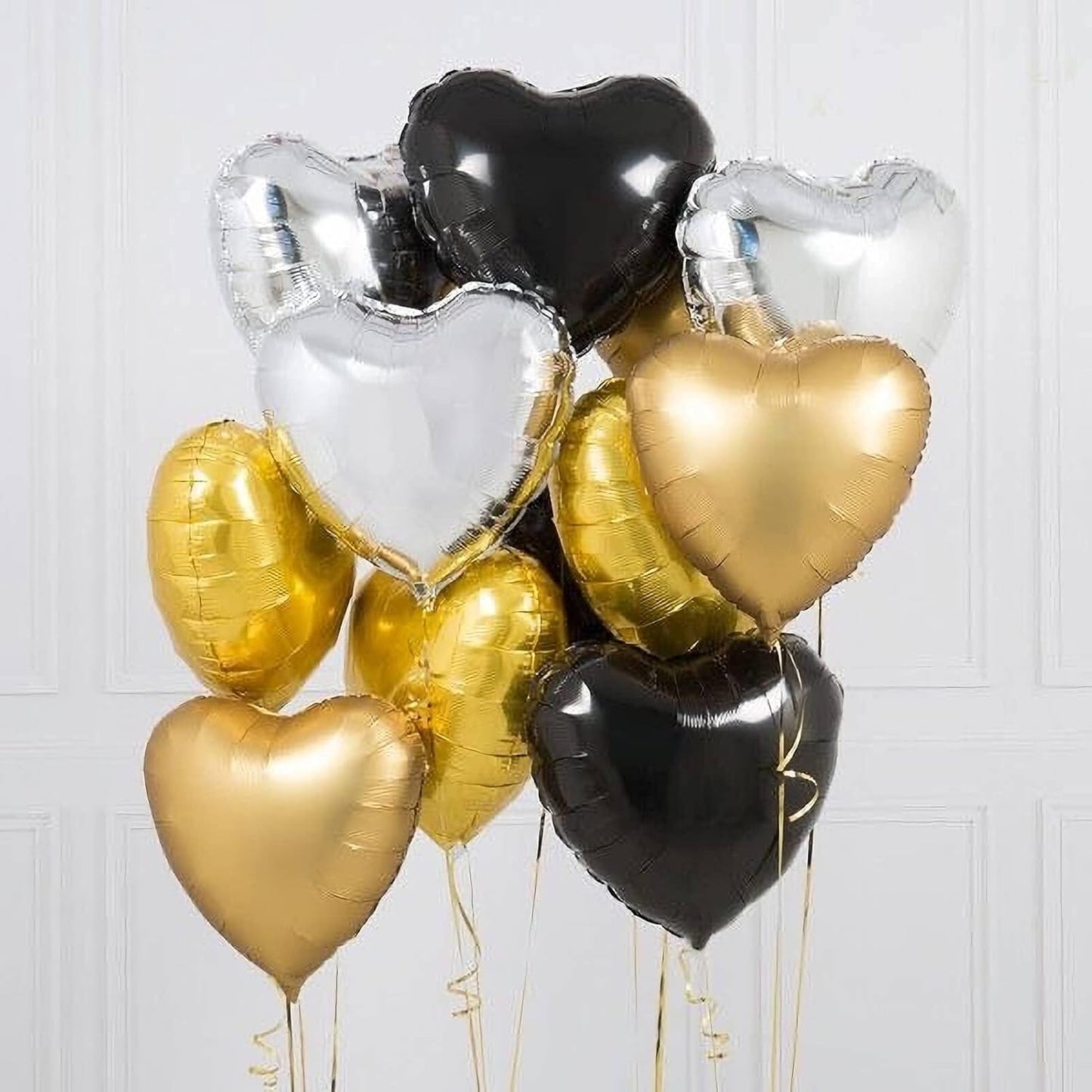 10Pcs Black Foil Heart Shaped Balloons 18 Inch Heart Mylar Balloons For Baby Shower Wedding Valentine Decorations Love Balloons Party Decorations