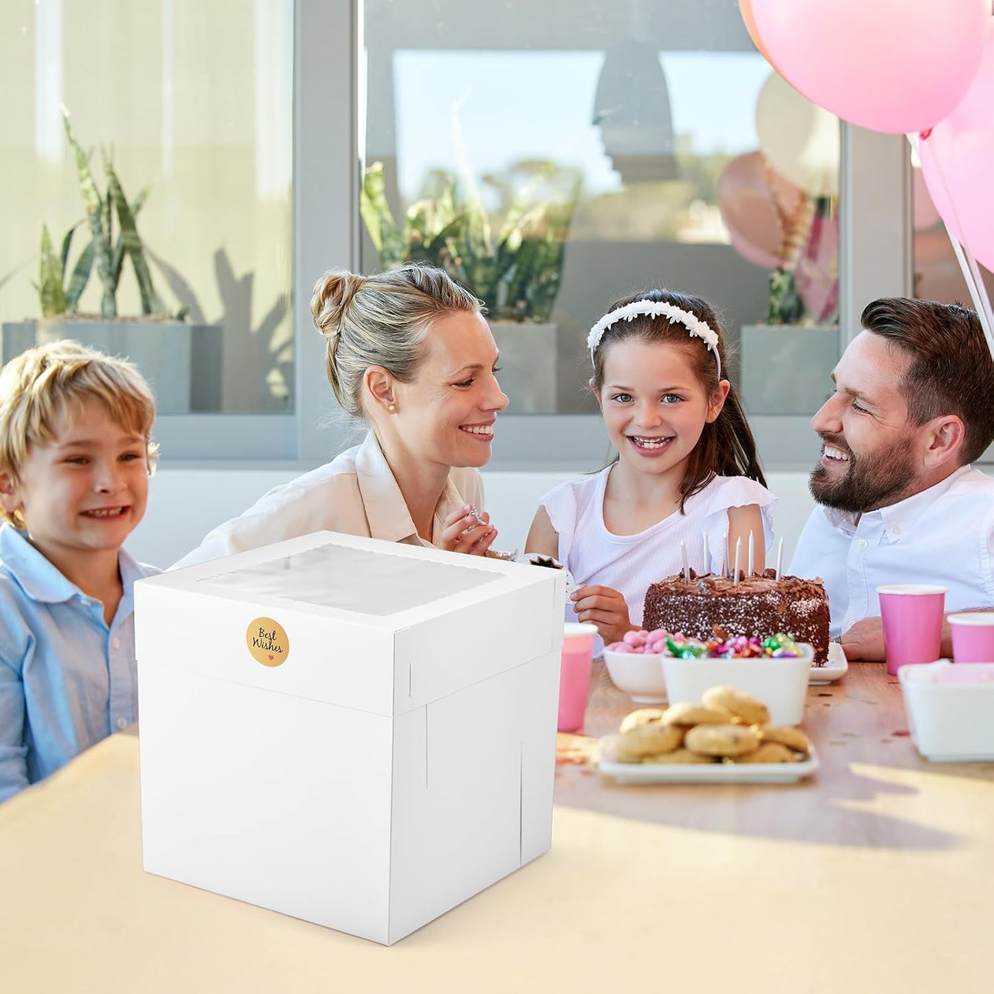 12Pcs Cake Boxes, 12x12x12 Inches Tall Cake Boxes with Window, White Square Disposable Cake Carrier Container for Multi-Layer Cakes Birthday Party Wedding Bakery Boxes