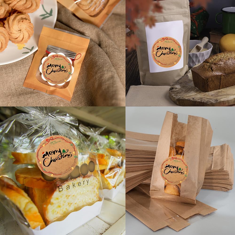 100-1000pcs Custom Stickers Merry Christmas Stickers Personalized Labels Adhesive Xmas Decorative Envelope Seals Stickers for Cards Gift Boxes(VSquare-1)