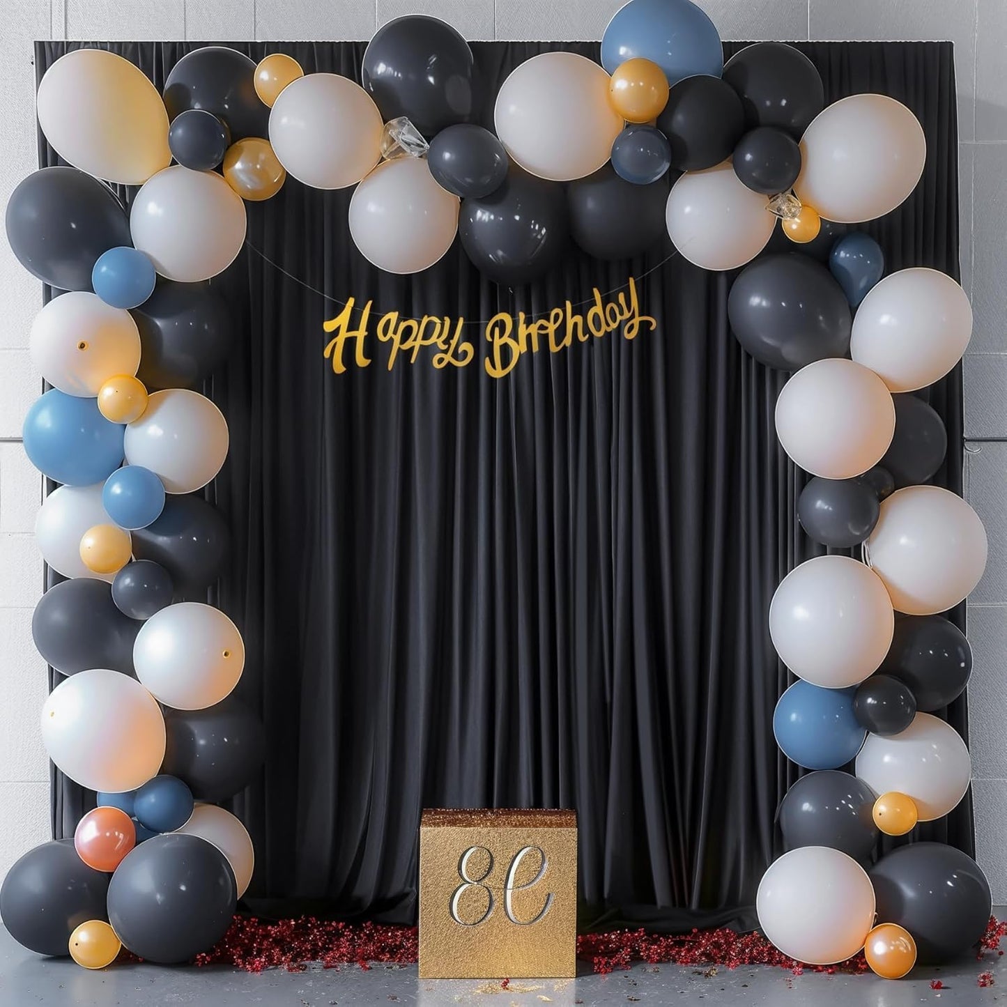 10ft×9ft Black Backdrop Curtain, Wrinkle Free Thick Polyester Drapes for Backdrop, 2 Panels 5ft x 9ft Photo Backdrop Curtains for Parties Birthday Wedding Graduation Photography Background Cloth
