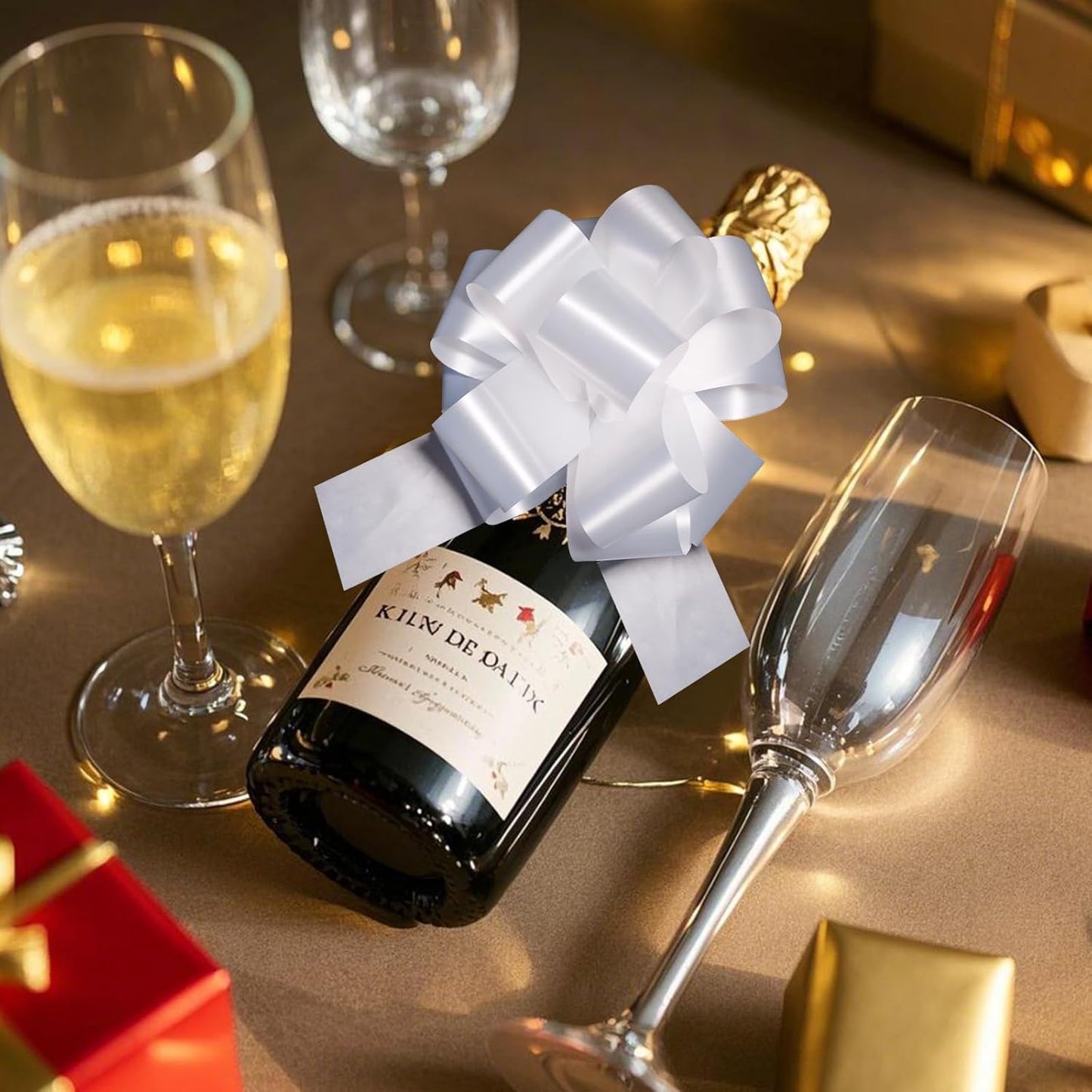 12 PCS 6 Inch White Pull Bows - Perfect for Gift Wrapping, Wedding Decor, Car Bows, Birthday Parties, Christmas and Valentine's Day