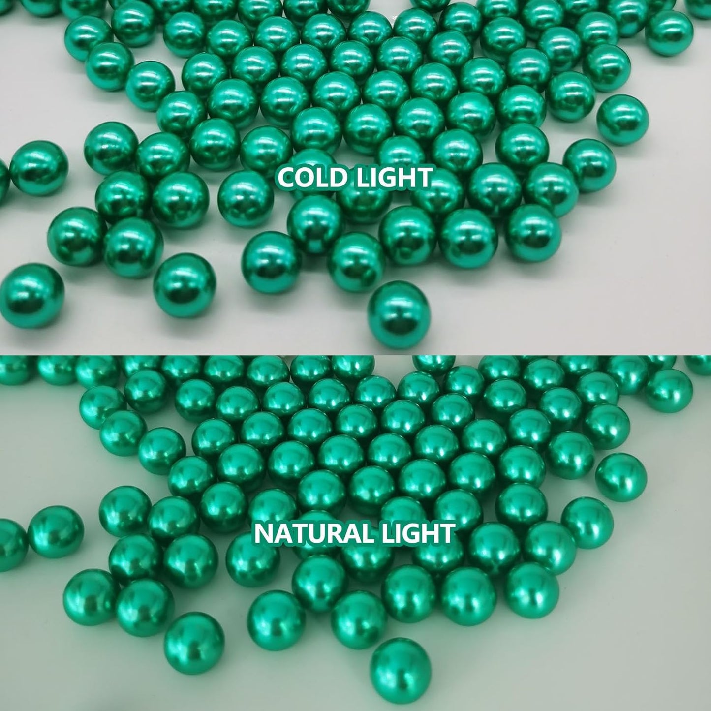 100PCS Green Faux Pearls Beads for Centerpiece Vases, Vase Filler Faux Pearls, No Holes Filler Beads for Party Anniversary Birthday Wedding Table Decor, 14/20/30mm
