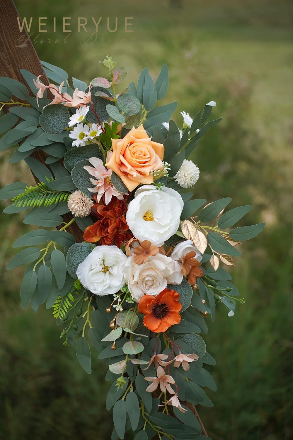 Artificial Wedding Arch Flowers Kit(Pack of 2) for Wedding Arch, Bridal Shower, Ceremony and Reception Backdrop Decoration (Caramel & White)