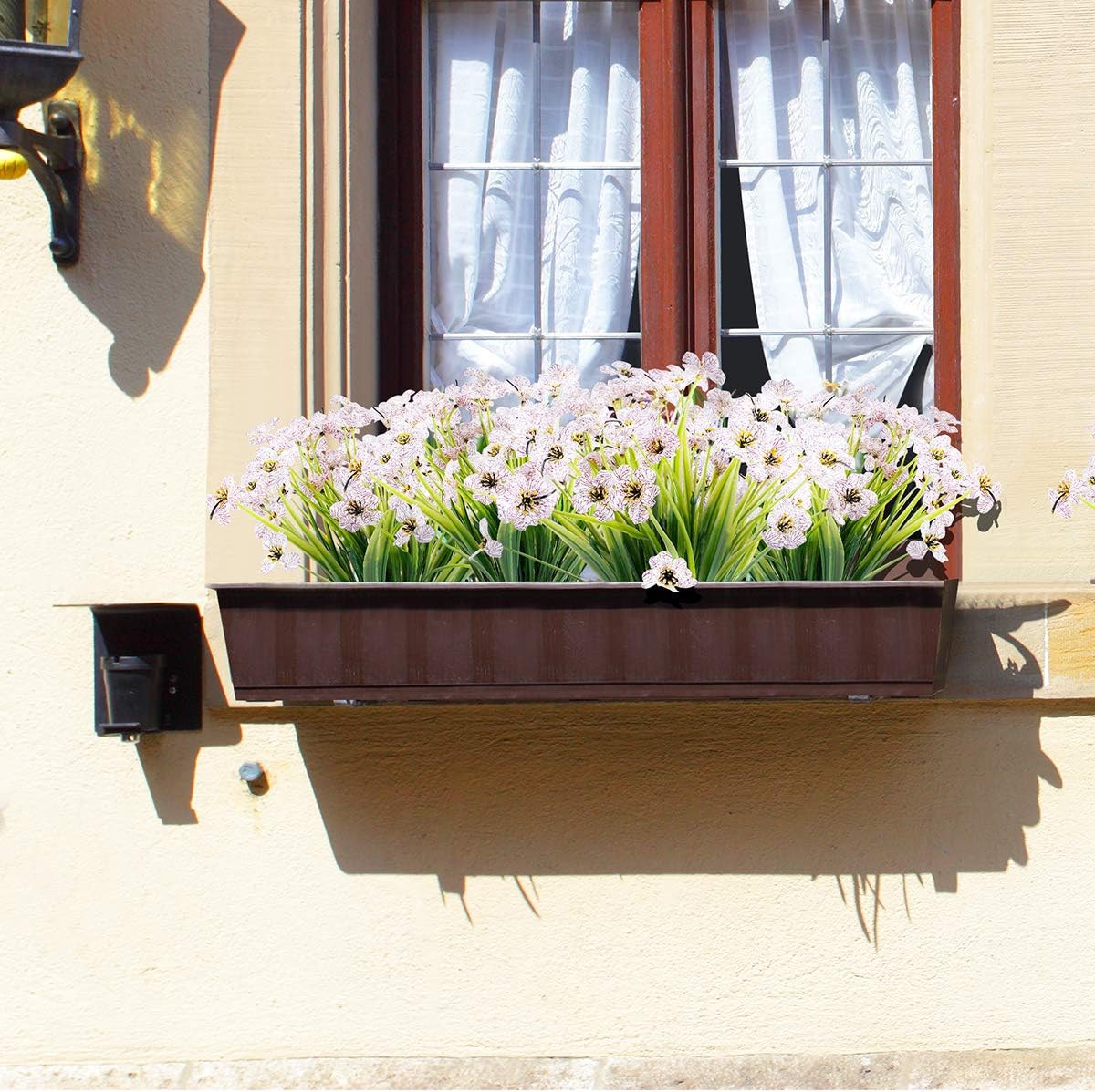 20 Bundles Artificial Flowers Outdoor UV Resistant Fake Flowers No Fade Faux Plastic Plants Garden Porch Window Box Decorating(White)…