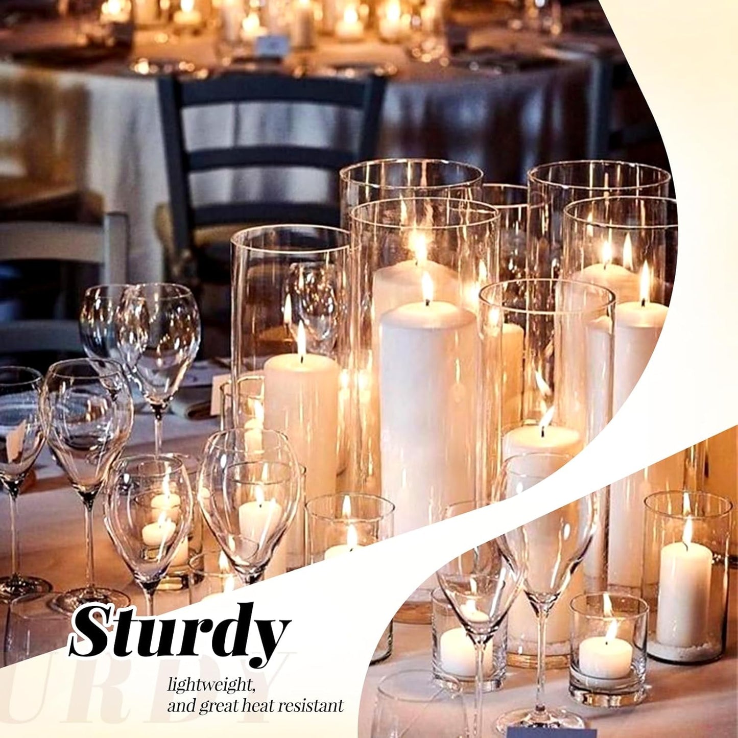 12Pack Glass Cylinder Vases for Centerpieces - 6 Inch Tall Flower Vase for Wedding Decorations, Floating Candle Holder Vase Bulk,Glass Hurricane Candle Holders for Table Shelf, Party, Home Decor