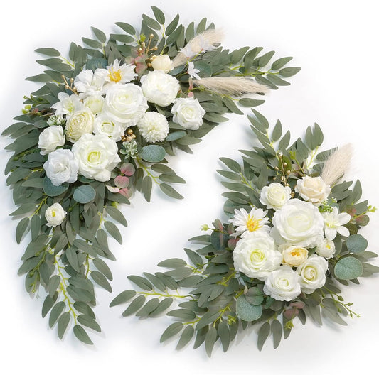 Artificial Wedding Arch Flowers Kit(Pack of 2) for Wedding Arch, Bridal Shower, Ceremony and Reception Backdrop Decoration (Cream & Champagne)