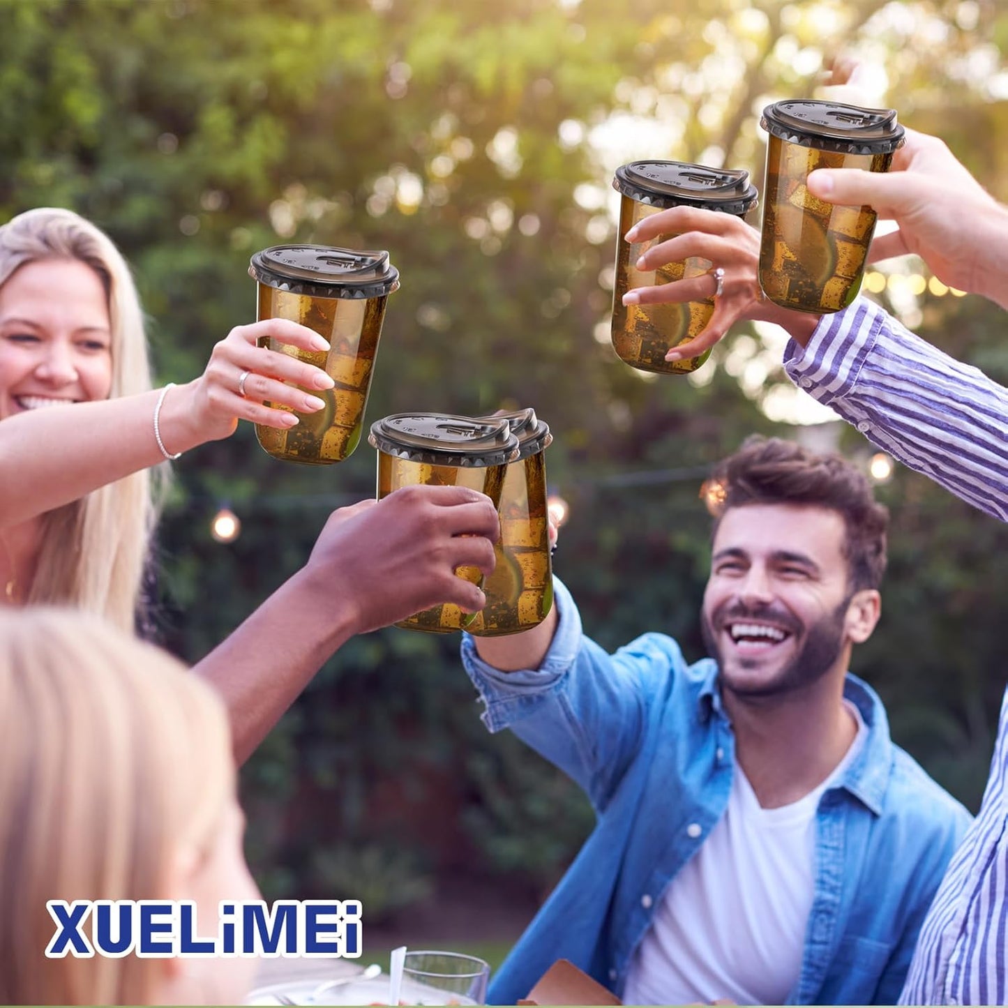 16oz Disposable Stemless Glasses With Strawless Sip Lids,PET Disposable Drinking Cups,Clear Plastic Wine Glasses for Parties Birthday,Wedding,Meeting,Christmas Party Supplies (50, Black)