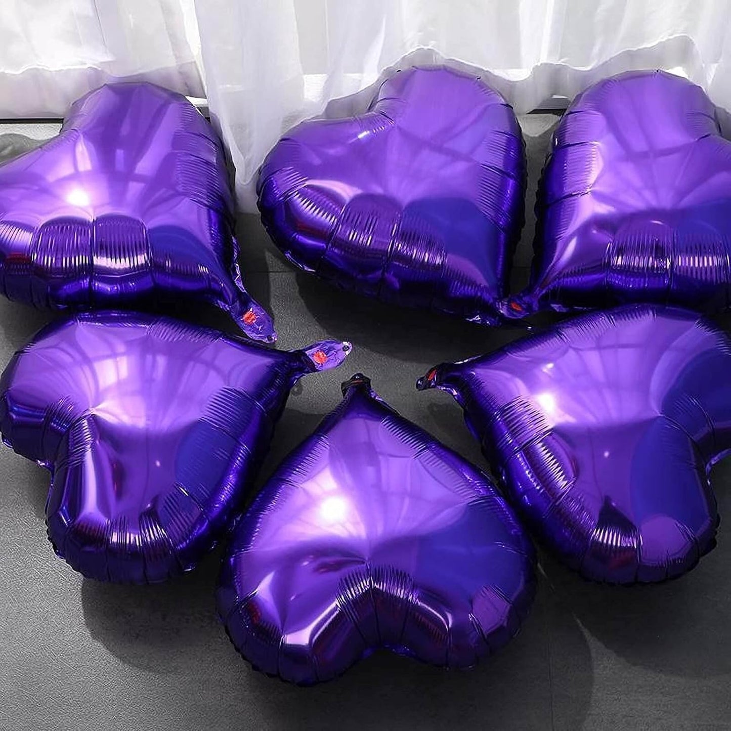 10Pcs Purple Foil Heart Shaped Balloons 18 Inch Mylar for Baby Shower, Wedding, Valentine Decorations - Love Party Decor