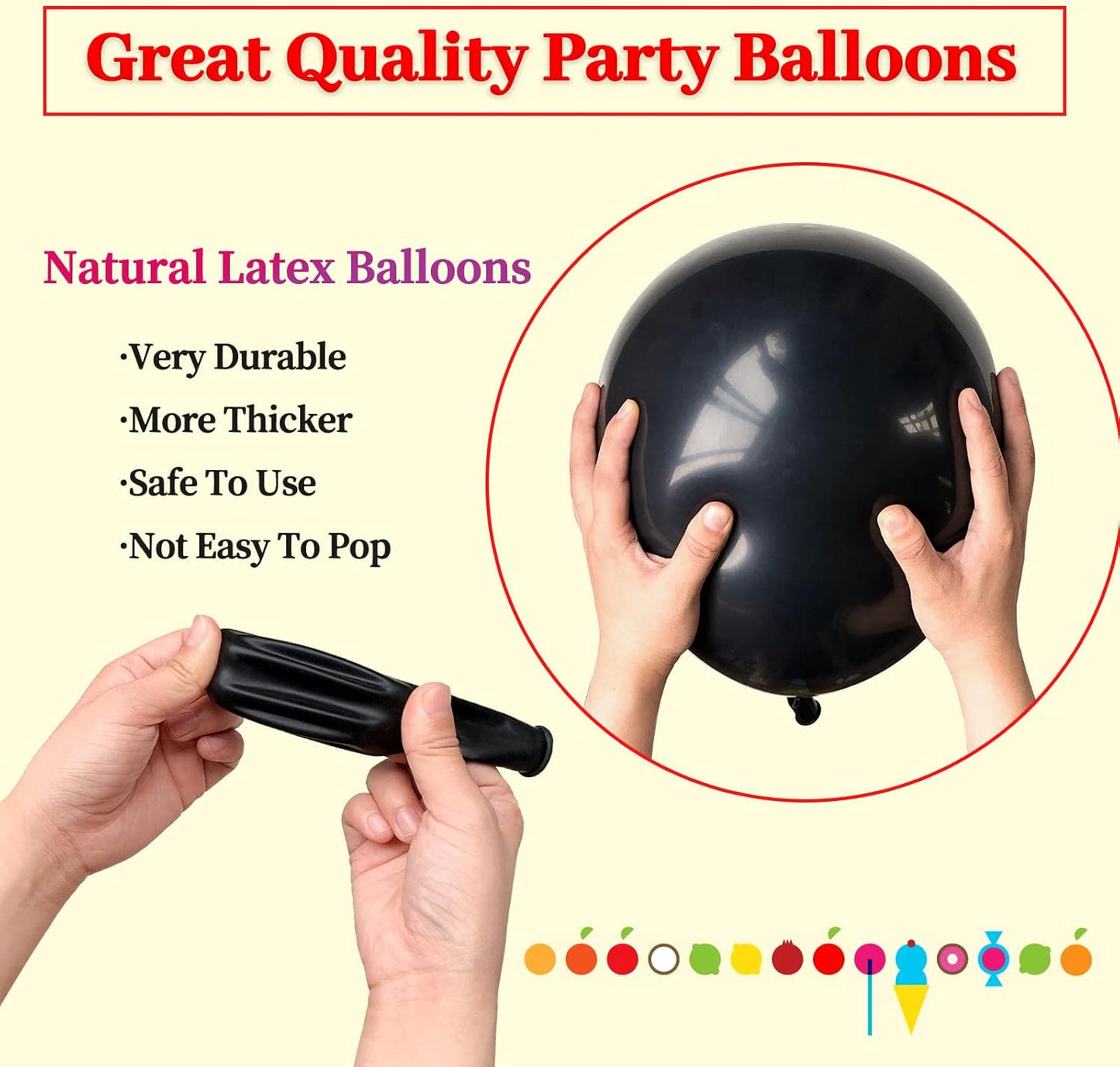 110pcs Black Balloon 12 inch, Black Latex Balloons for Birthday Party Baby Shower Wedding(with 2 Ribbons).