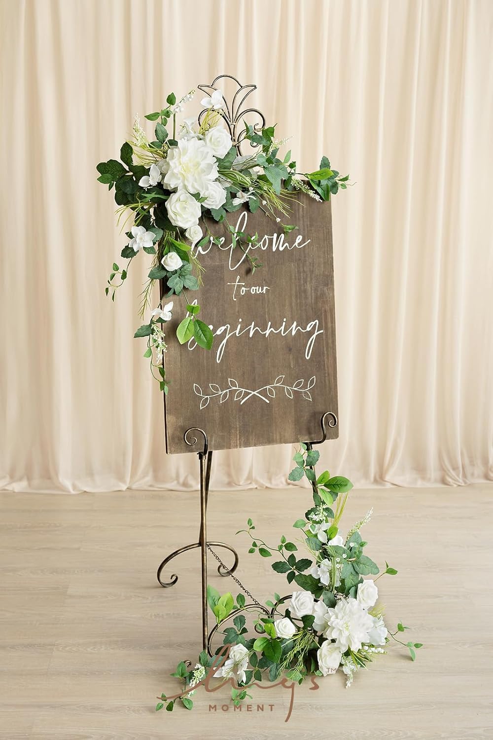 Ling's Moment 2pcs Wedding Flowers Garland Artificial Floral Swag Arch Decorations Greenery Arrangements Lily of The Valley White Ceremony Reception Garden Easel Wall Entryway Outdoor NOT Include Sign