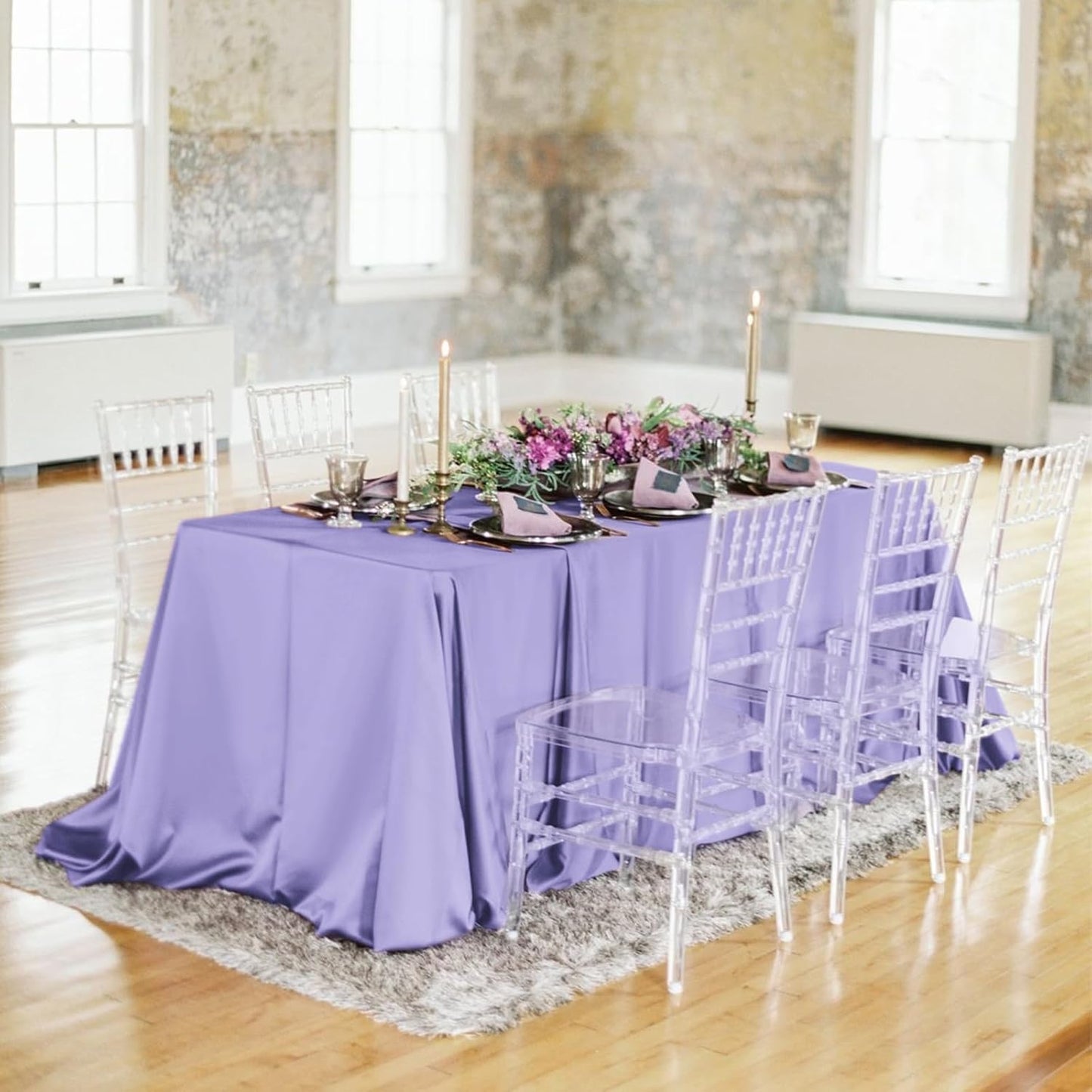 12 Pack 60 x 102 Inch Rectangle Tablecloth Lavender Polyester Tablecloth for 6 Feet Rectangle Tables,Washable Fabric Table Cloth for Wedding Dining Table Buffet Parties Camping