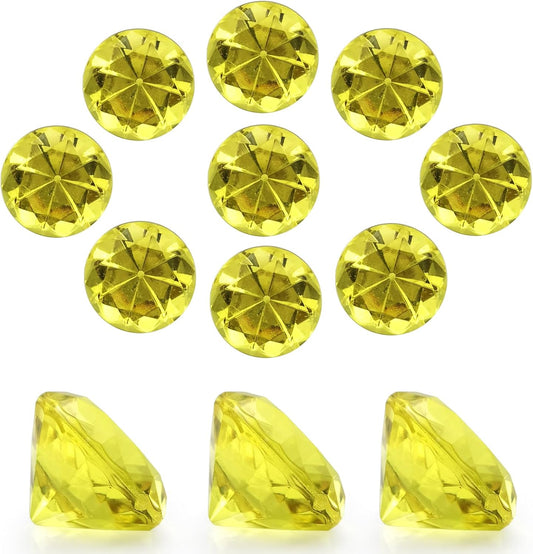 100 PCS Acrylic Diamond Gems, Gold Acrylic Diamonds 1 Inch Acrylic Gemstones Vase Filler Fake Gems Plastic Gems for Home Table Scatters Party, Event, Wedding, Arts & Crafts, Birthday Decorations