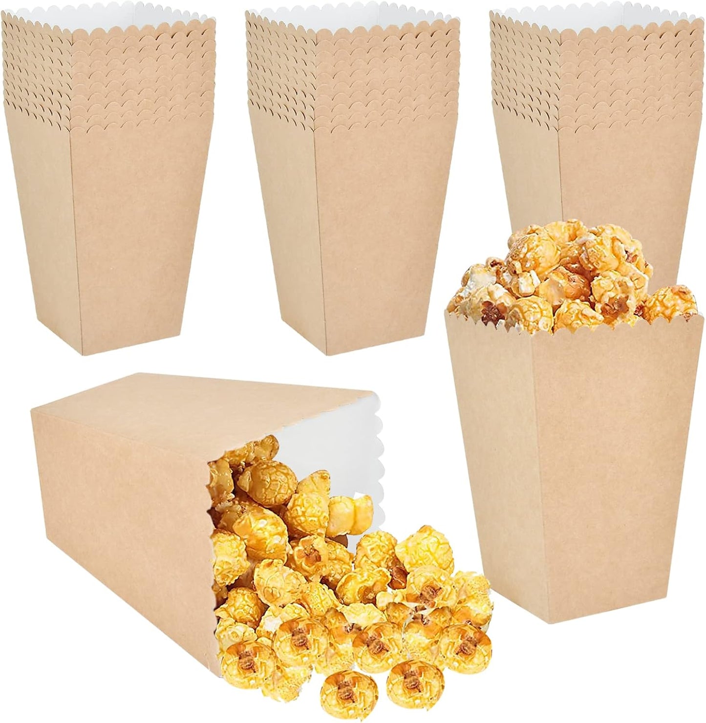 150 Pcs Popcorn Boxes, 22-27 Oz Mini Paper Popcorn Box, Oil-Proof Kraft Paper Popcorn Bags, Popcorn Container for Movie Theater Carnival Birthday Party Supplies(3.54 x2.48 x5.35 Inch)
