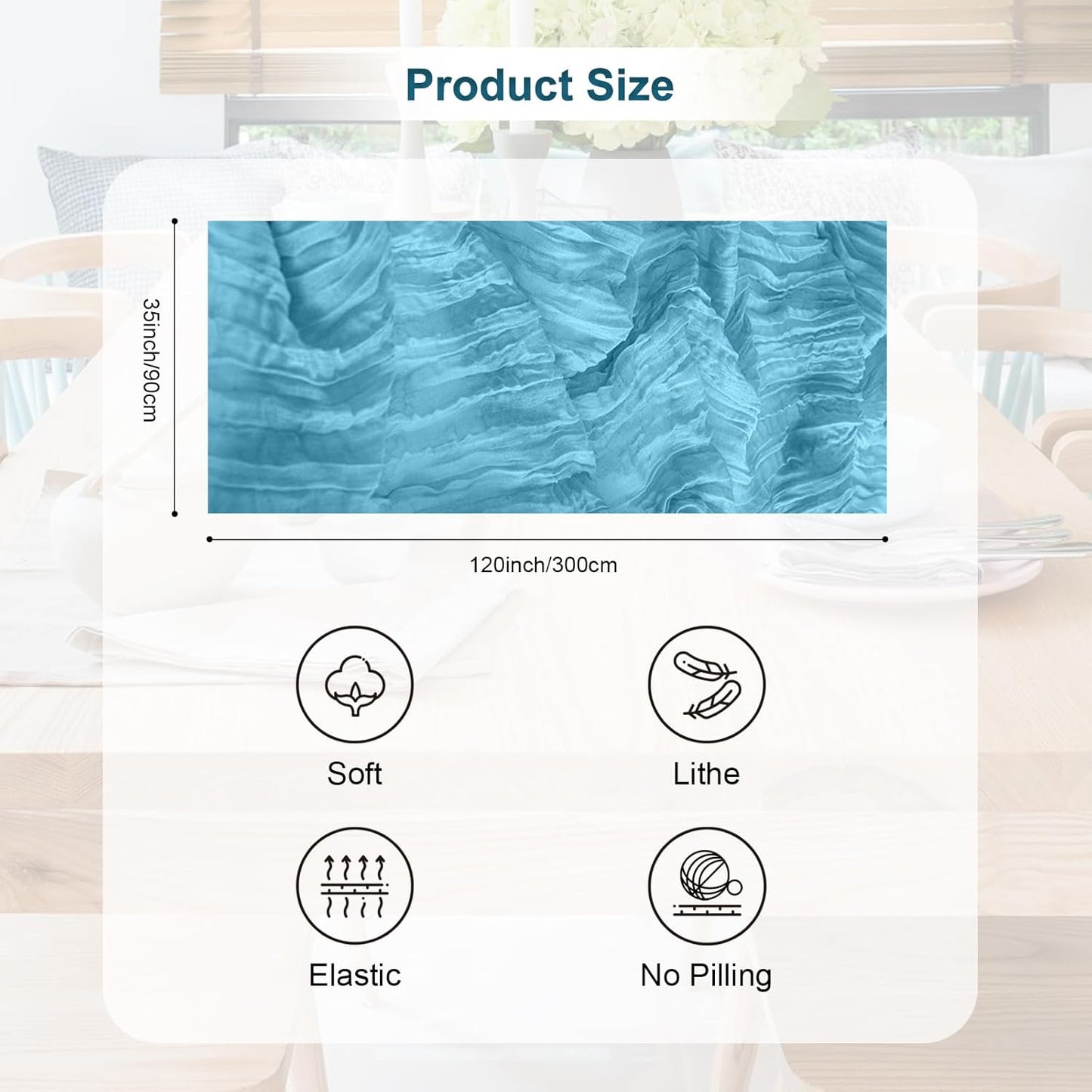 10 Pack Baby Blue Cheesecloth Table Runner 35x120 Inch 10Ft Rustic Gauze Cheese Cloth Table Runner Sheer Cheesecloth Table Runners for Wedding Party Bridal Shower Decoration