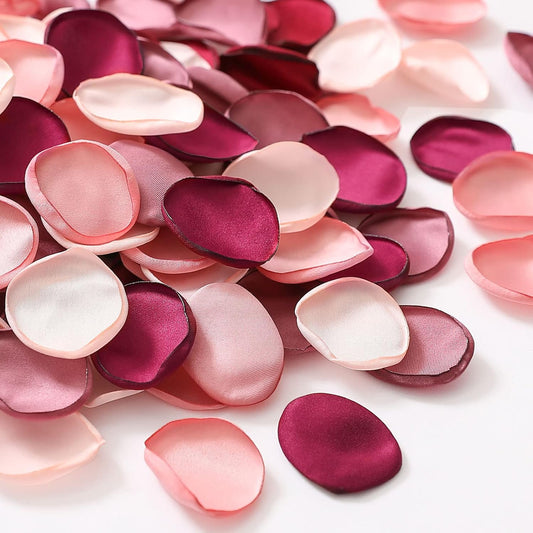 Serwalin 300pcs Silk Rose Petals Artificial Flower Petals for Weddings Burgundy Pink Petals Fake Petals Flower Girl Petals for Proposal Basket Aisle Runner Bridal Shower (4 Color Mixes)