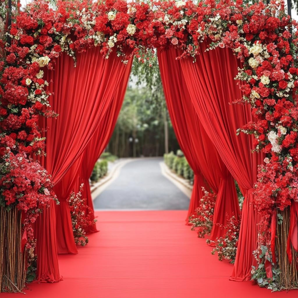 10ft x 10ft Red Backdrop Curtains for Party Wedding Wrinkle Free Red Photo Curtains Backdrop Drapes Fabric Decoration for Birthday Party Baby Shower Christmas 5ft x 10ft 2 Panels