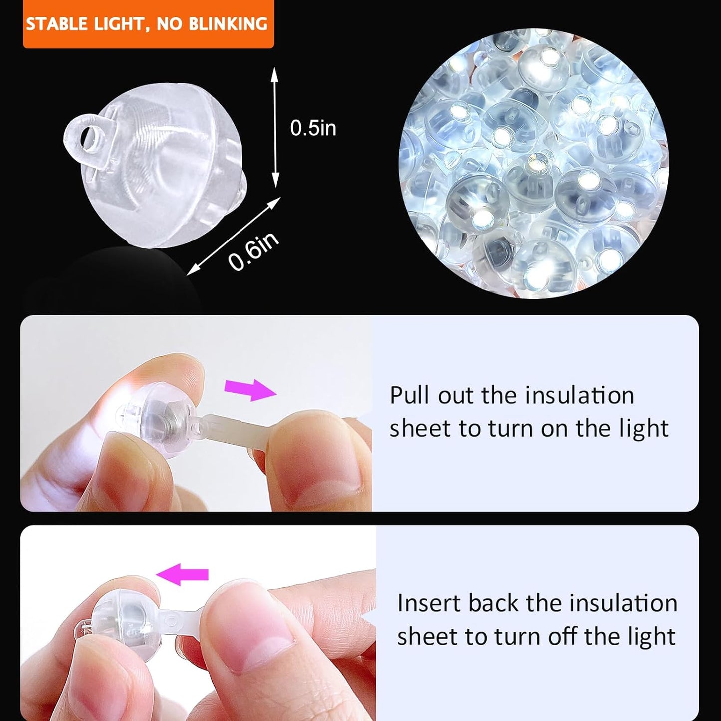 100PCs Mini Led Lights, Led Balloons Light for Party Decorations Neon Party Lights for Paper Lantern Easter Eggs Birthday Party Wedding Halloween Christmas Decoration(Glow steadily White)