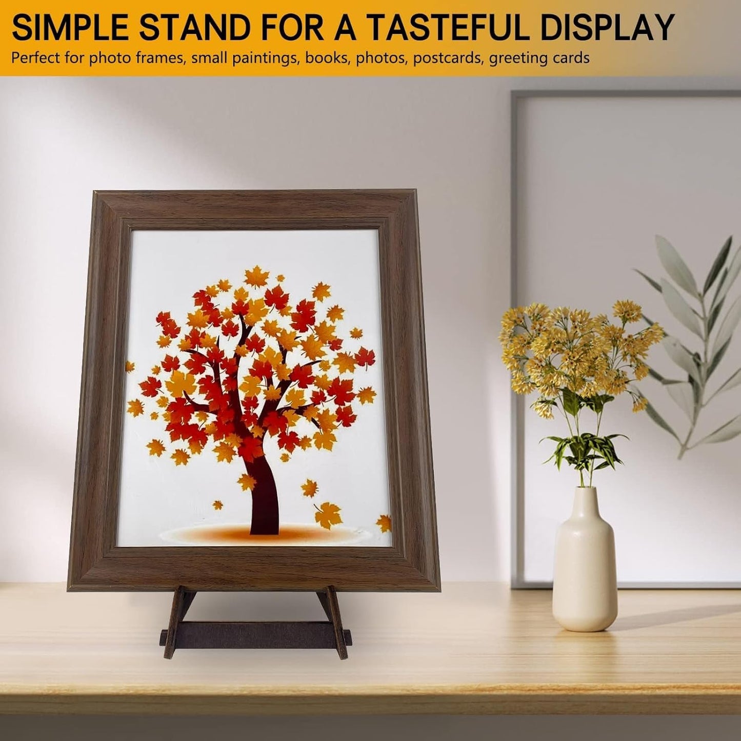 15.5 Inch Large Plate Stands for Display, Wooden Picture Frame Stand, Decorative Easel Holder for Plates, Bowl, Plaque, Pictures, Books (1 Pack )