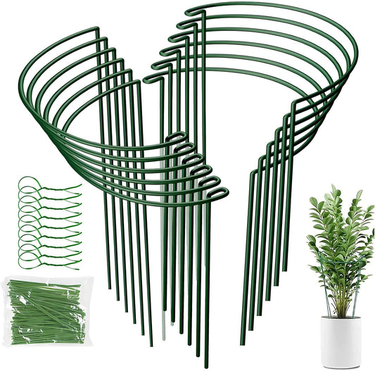 12 Pack Tall Snake Plant Support Stakes, 10" W x 24" H Half Round Peony Cages and Supports for Indoor and Outdoor Plants, Plant Cage Ring Support for Flower,Hydrangea, Peony, Tomato, Rose Bush