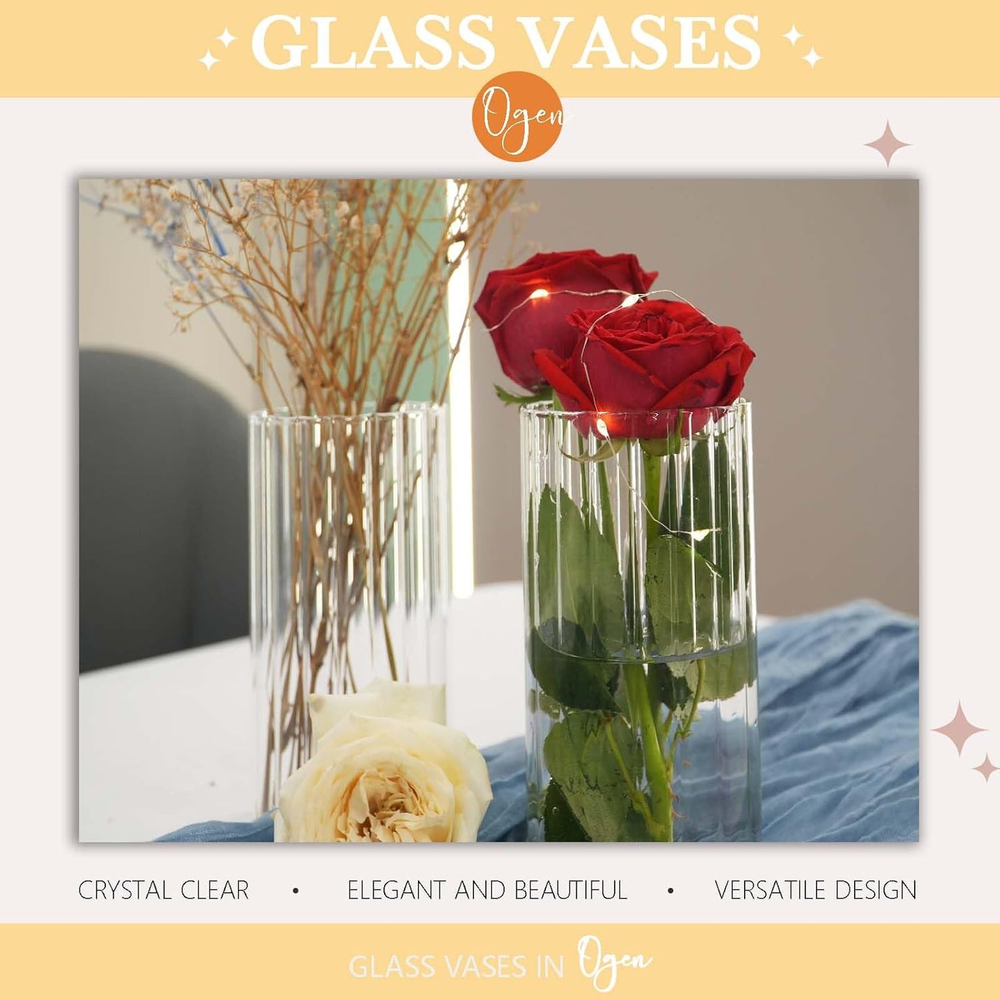 12pcs Glass Vase Cylinder Vases for Centerpieces Small Flower Glass Vases Bud Vases Home Decor Centerpiece Table Flower Vase Decorations for Office Beautification＆Holiday 6 Inch Tall