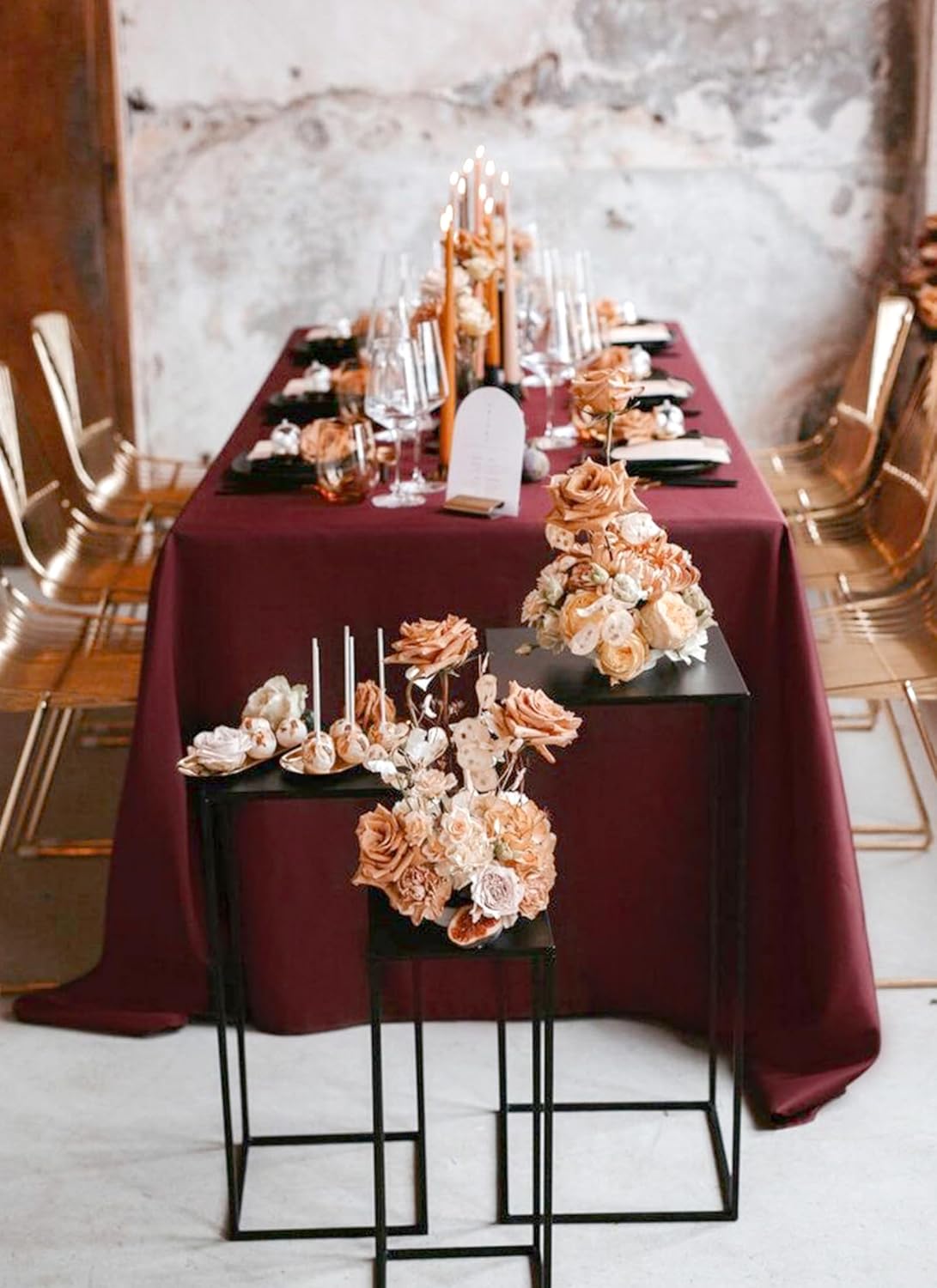 12 Pack Polyester Tablecloth Rectangle Tablecloth 60 x 102 Inch Burgundy Tablecloth for 6 Ft Rectangle Tables, Washable Fabric Table Covers Polyester Table Clothes for Wedding Parties Banque