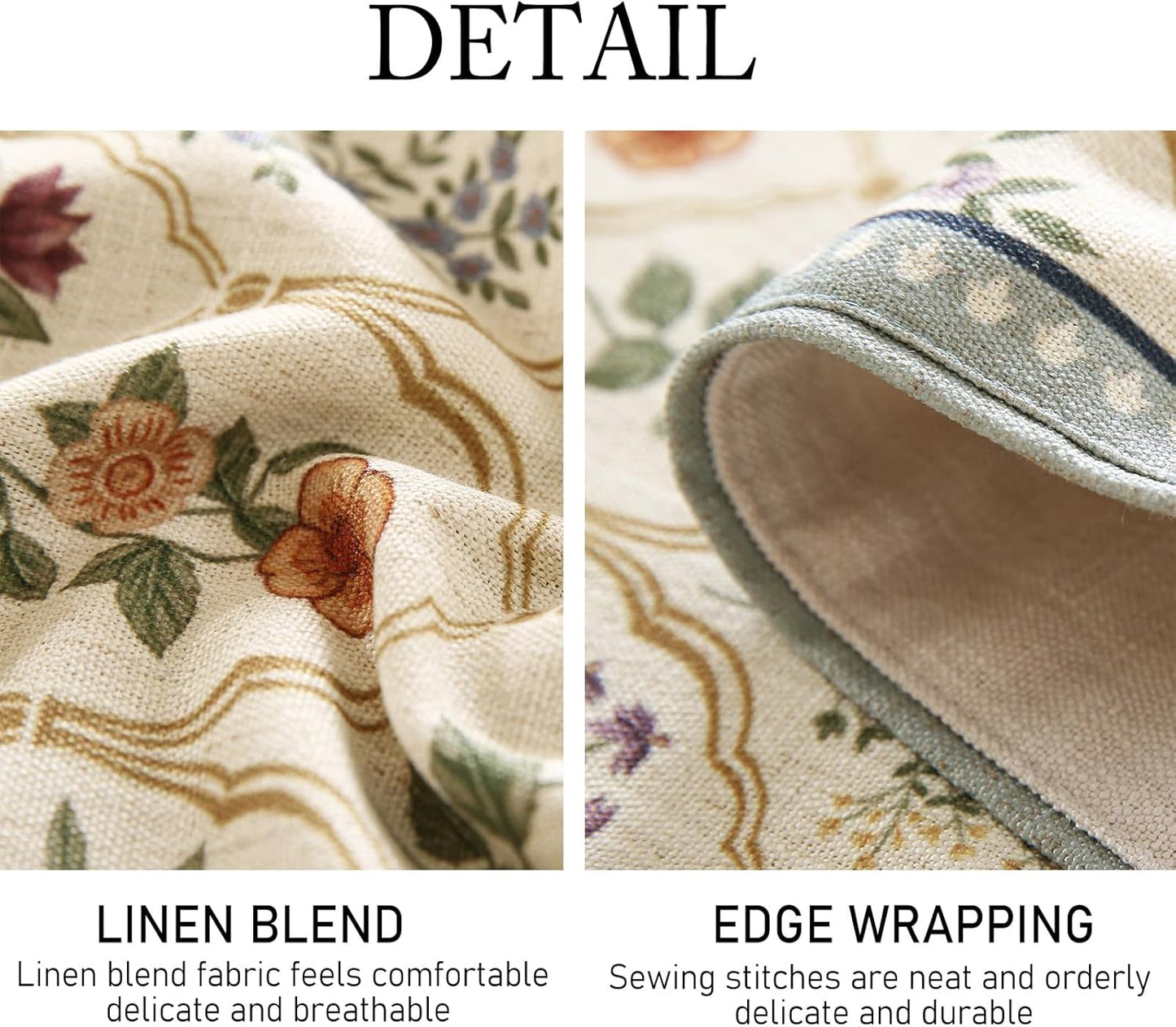 ISAENNE Designer Vintage Elegant Linen Table Runner 102 Inches Long,Colorful Wildflower Pattern Runner,Decor Table Runners for Dining Tables,Thanksgiving,Christmas,Banquet,12"*102"-Serenity B